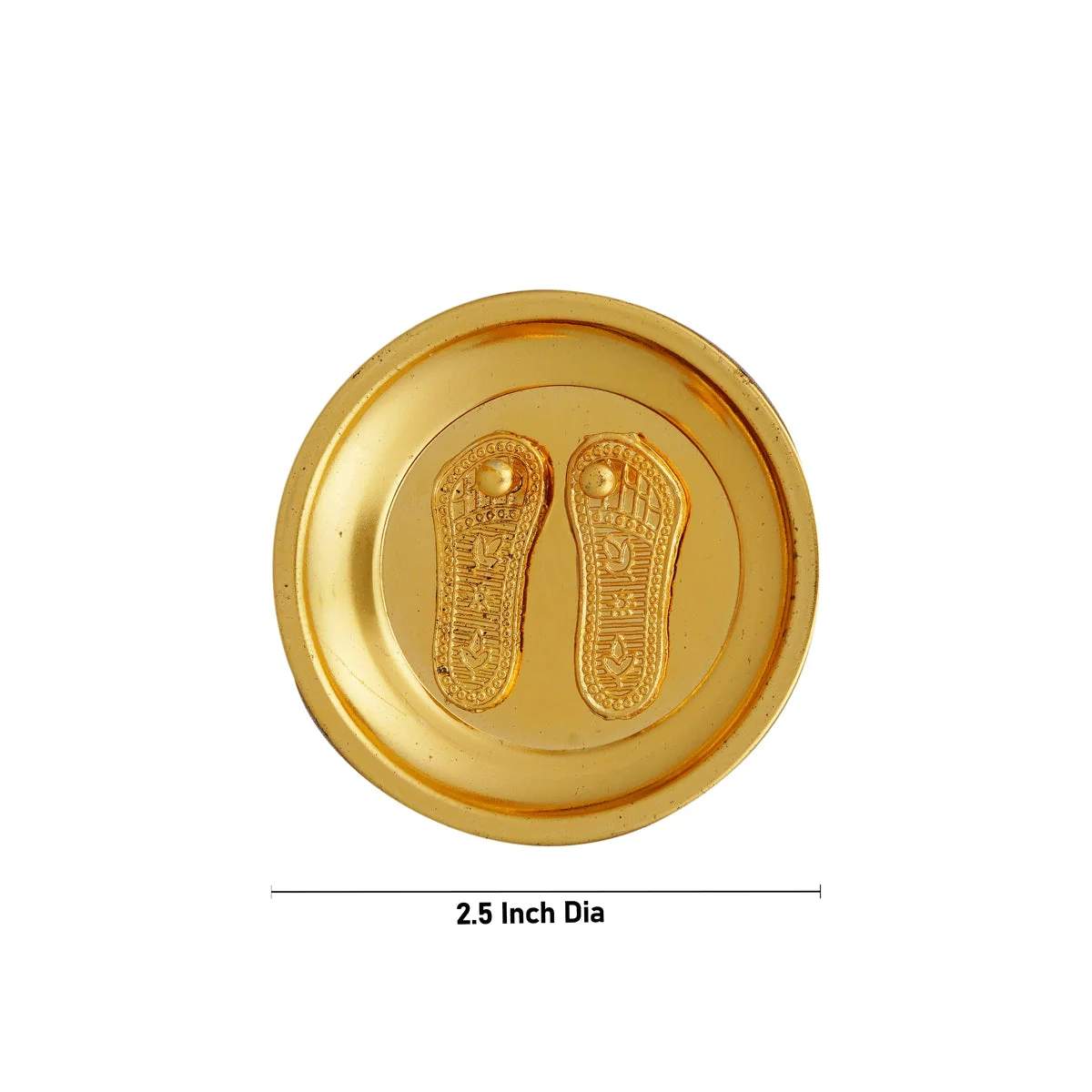 Vishnu Charan Paduka - 2.5 Inches | Vishnu Padham With Plate/ Gold Polish Paduka/ Padam For Temple & Pooja - Image 3