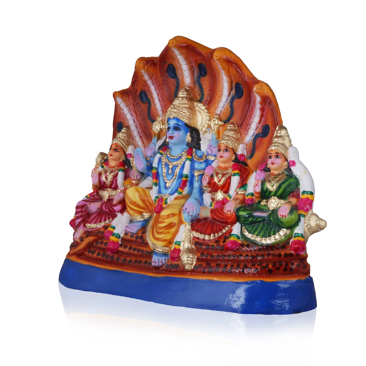 Vishnu Family Paper Mache Golu Bommai - 15 x 17 Inches | Giri Golu Doll/ Navaratri Golu Bomma/ Bommai/ Gombe - Image 2
