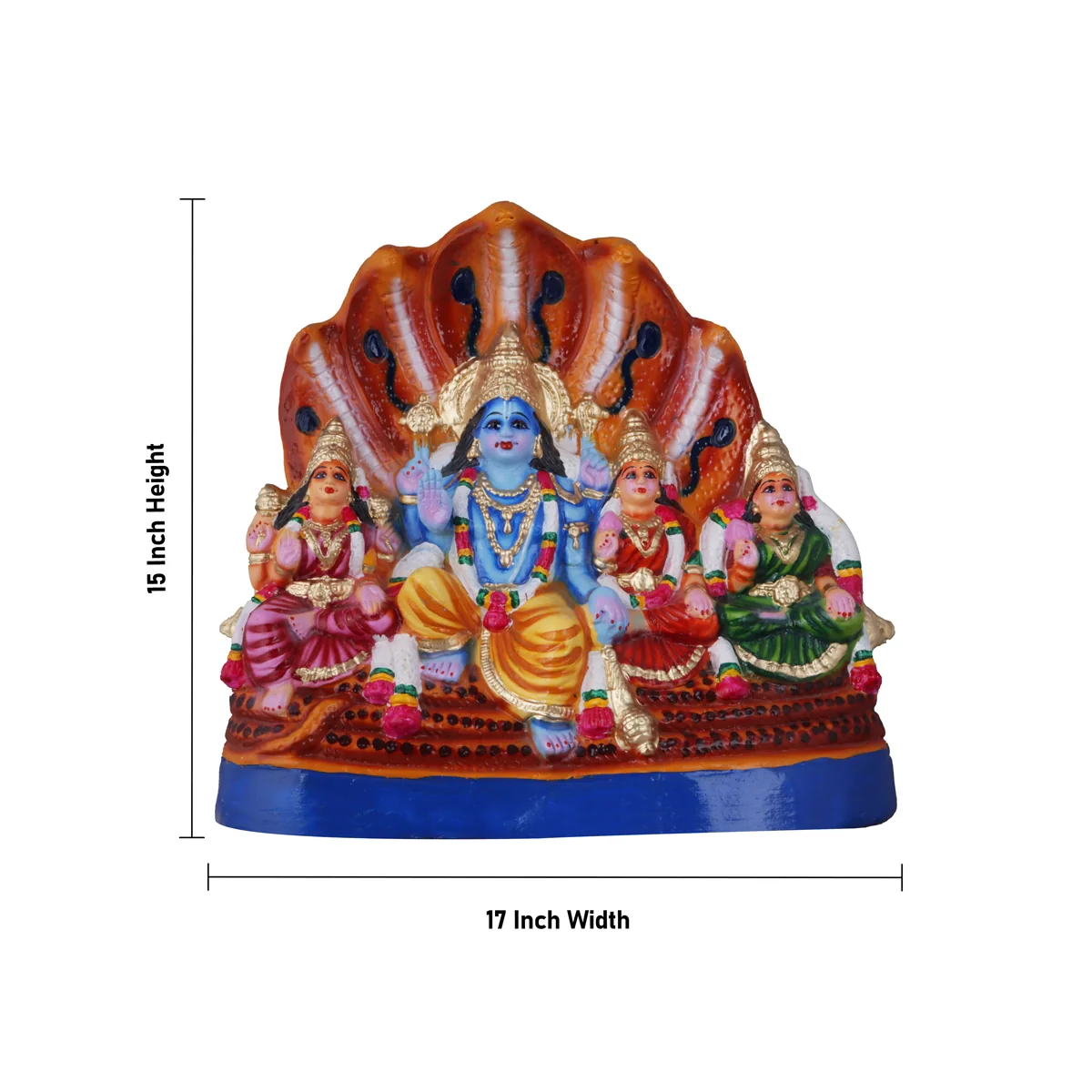 Vishnu Family Paper Mache Golu Bommai - 15 x 17 Inches | Giri Golu Doll/ Navaratri Golu Bomma/ Bommai/ Gombe - Image 3