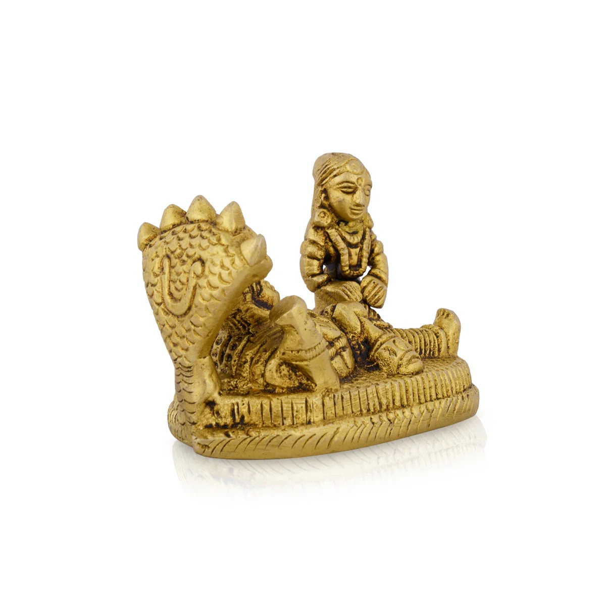 Vishnu Lakshmi Idol With Sheshnag - 2 x 2.5 Inches | Laxmi Vishnu Murti/ Antique Brass Idol for Pooja - Image 2