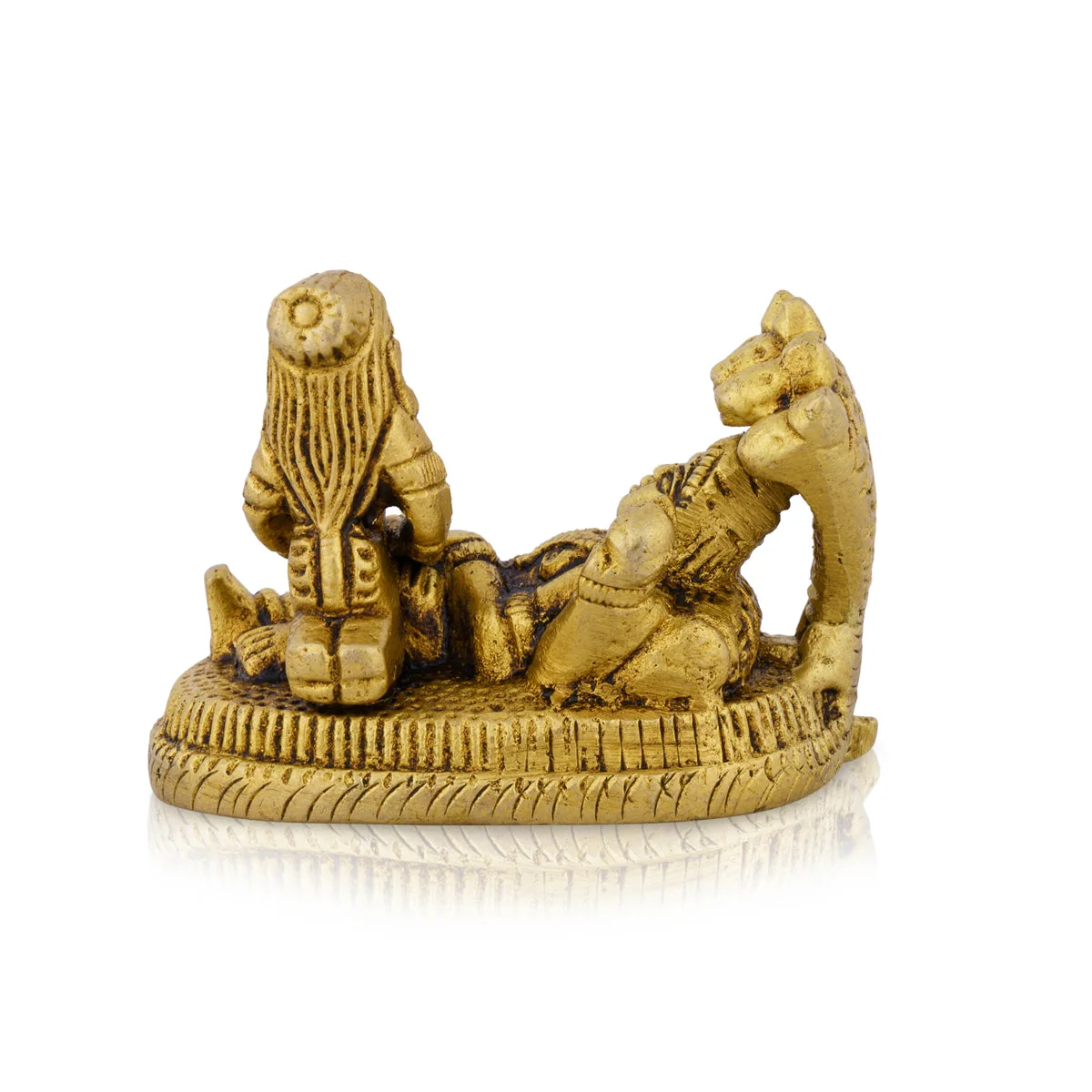 Vishnu Lakshmi Idol With Sheshnag - 2 x 2.5 Inches | Laxmi Vishnu Murti/ Antique Brass Idol for Pooja - Image 4