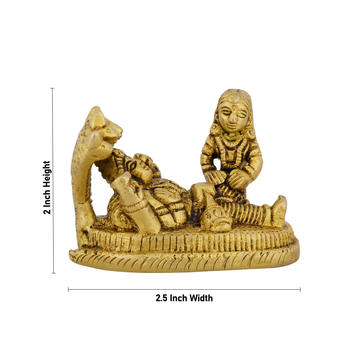 Vishnu Lakshmi Idol With Sheshnag - 2 x 2.5 Inches | Laxmi Vishnu Murti/ Antique Brass Idol for Pooja - Image 5