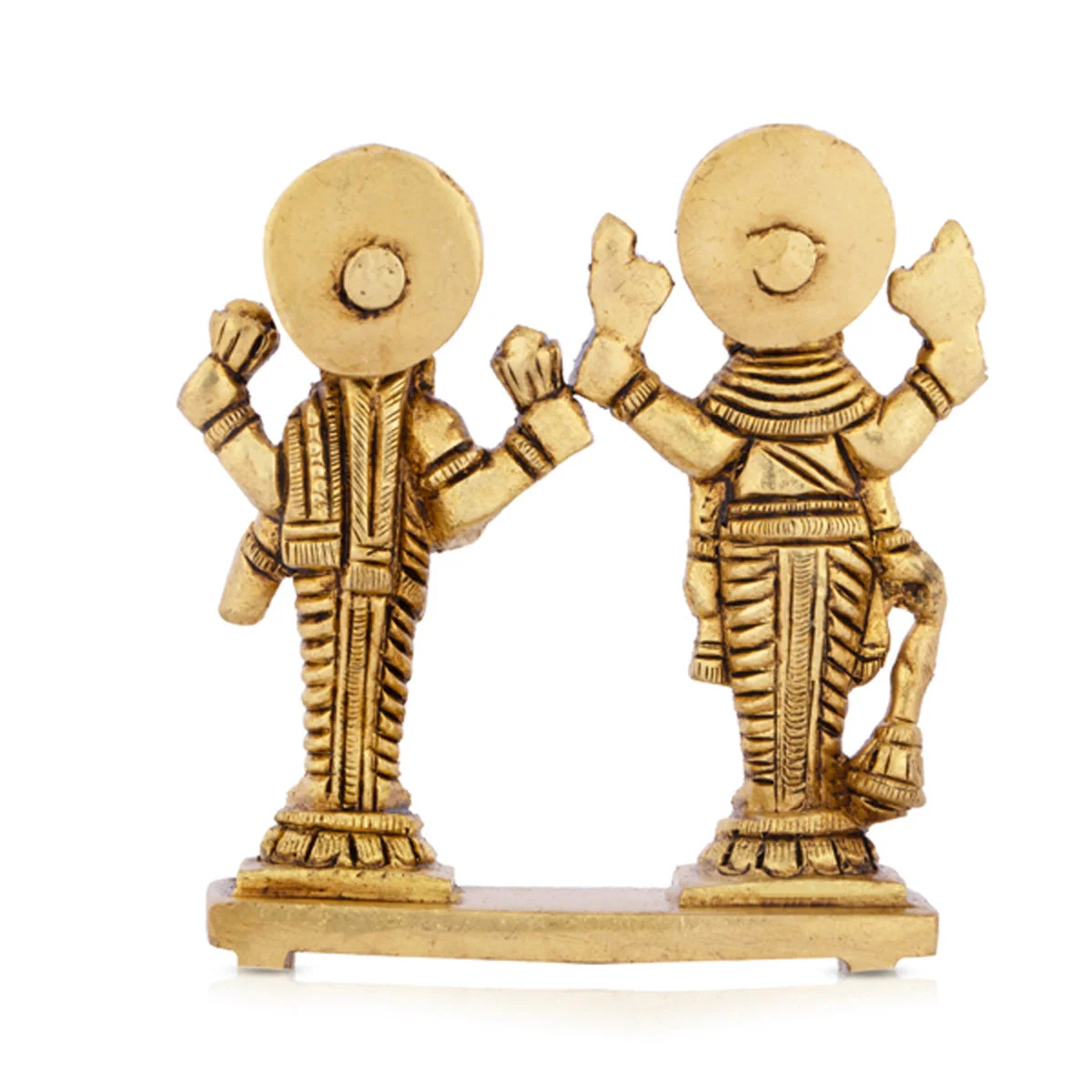 Vishnu Lakshmi Statue Standing On Base - 3 x 2.5 Inches | Antique Brass Idol/ Laxmi Vishnu Statue for Worship - Image 4