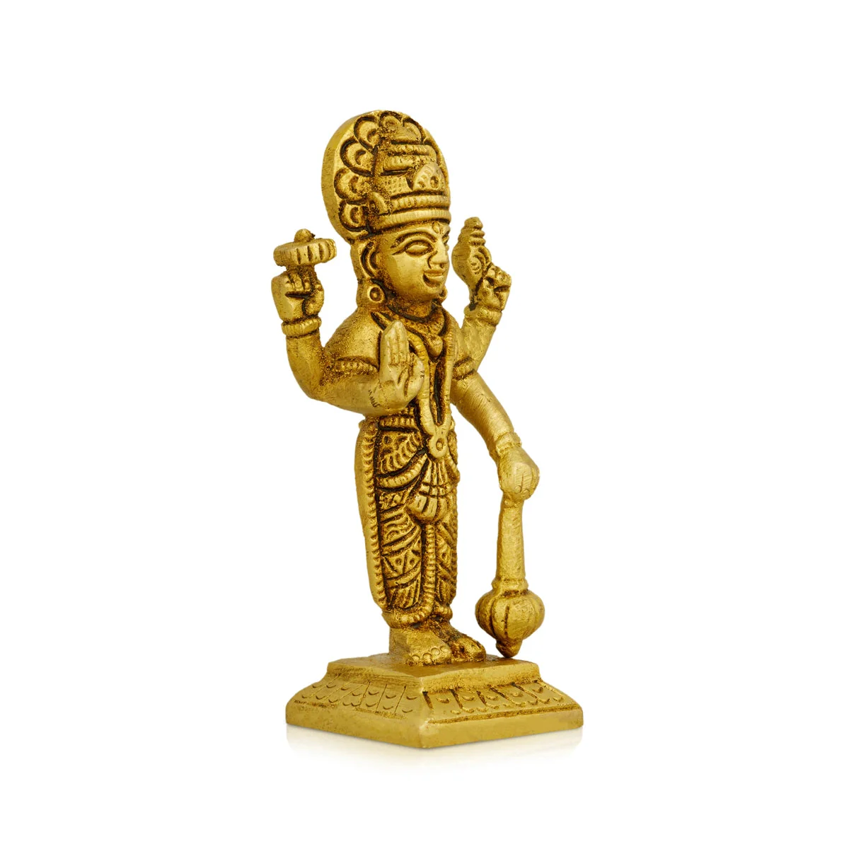 Vishnu Murti Standing On Base - 4.25 X 2 Inches | Vishnu Idol/ Antique Brass Idol For Worship - Image 2