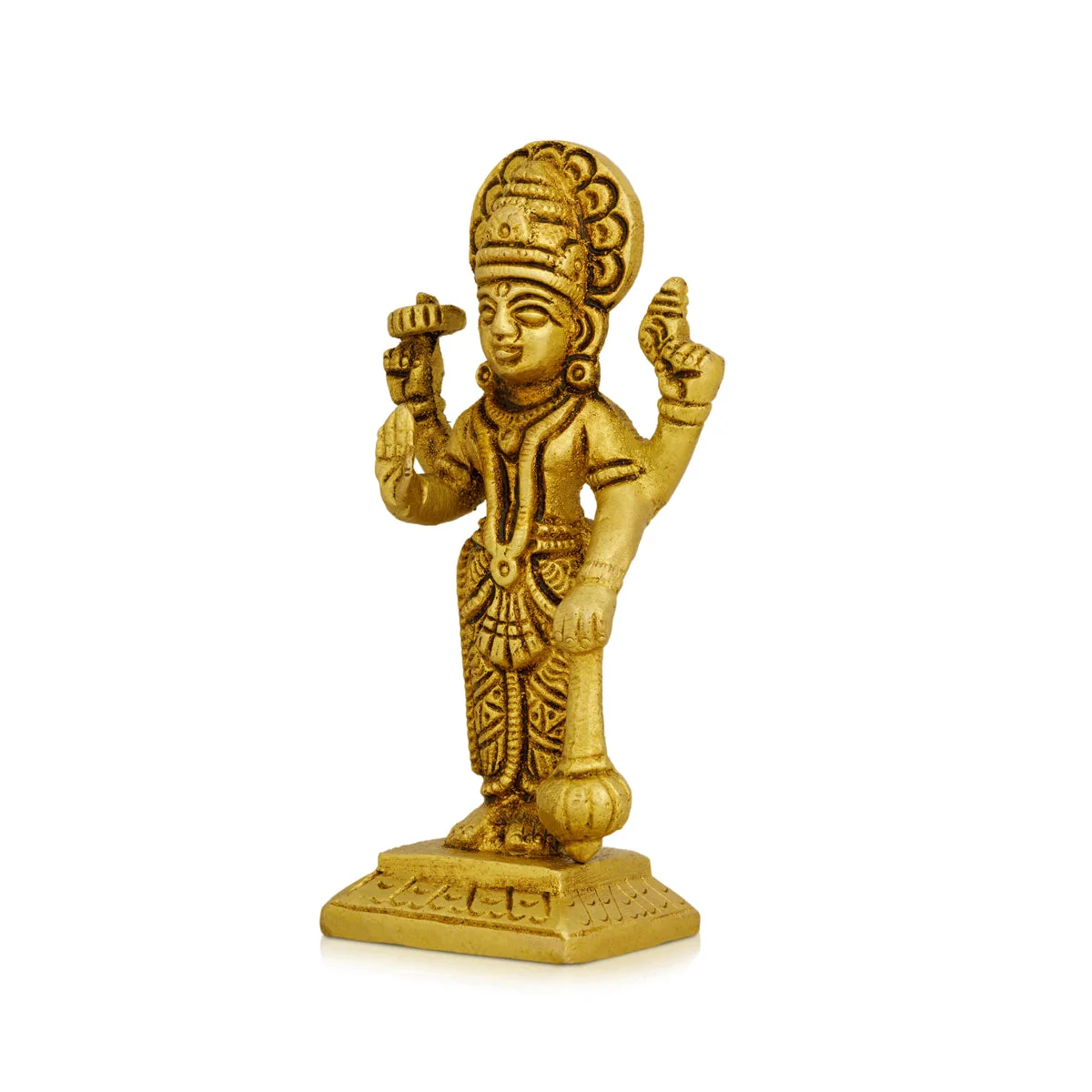 Vishnu Murti Standing On Base - 4.25 X 2 Inches | Vishnu Idol/ Antique Brass Idol For Worship - Image 3