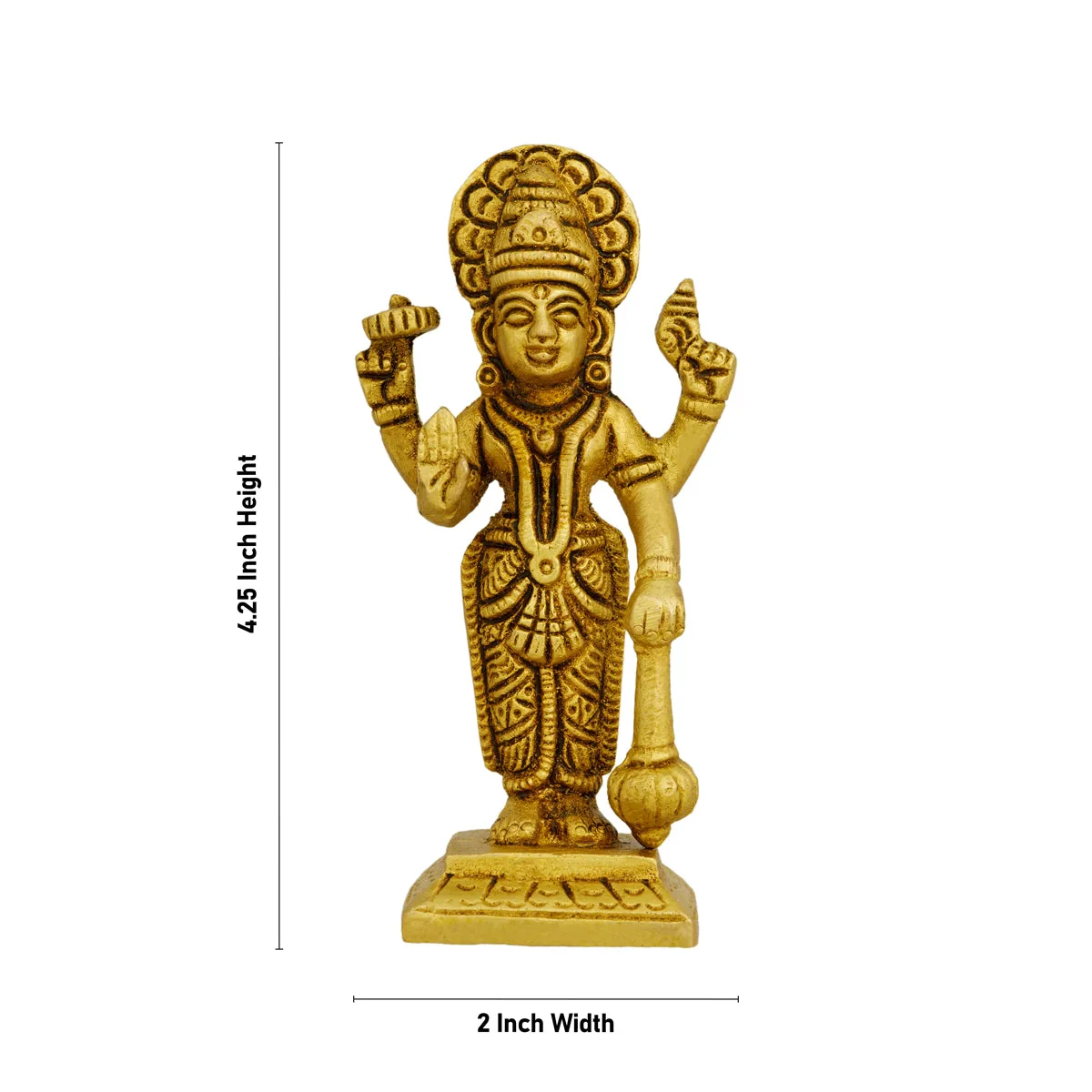Vishnu Murti Standing On Base - 4.25 X 2 Inches | Vishnu Idol/ Antique Brass Idol For Worship - Image 4