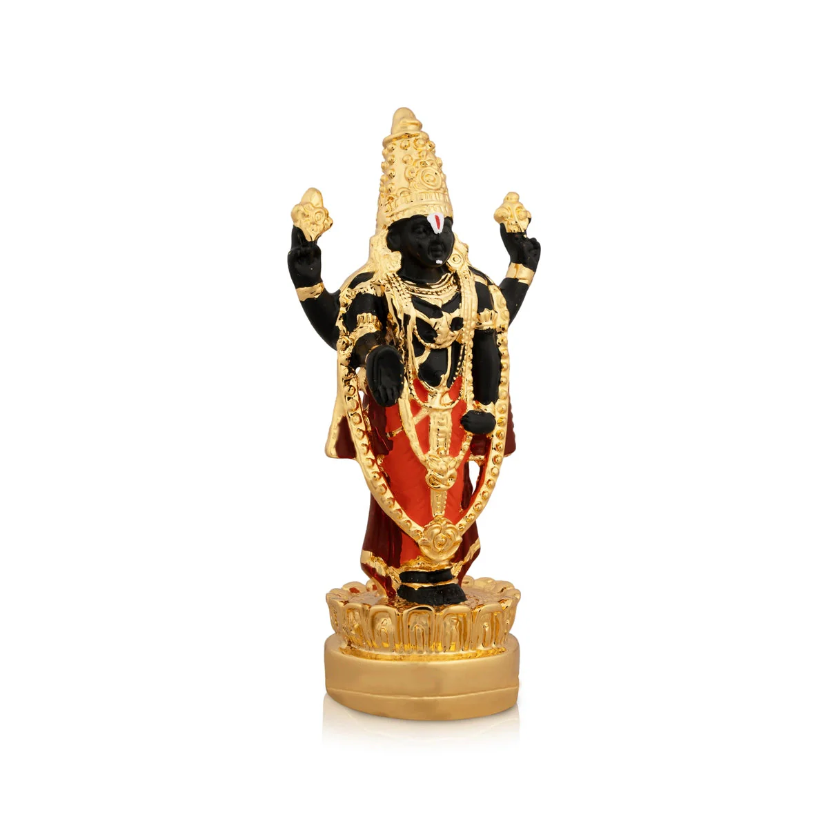 Vishnu Murti Standing On Lotus - 5 x 2.25 Inches | Resin Balaji Idol/ Gold Polish Balaji Murti for Pooja - Image 3