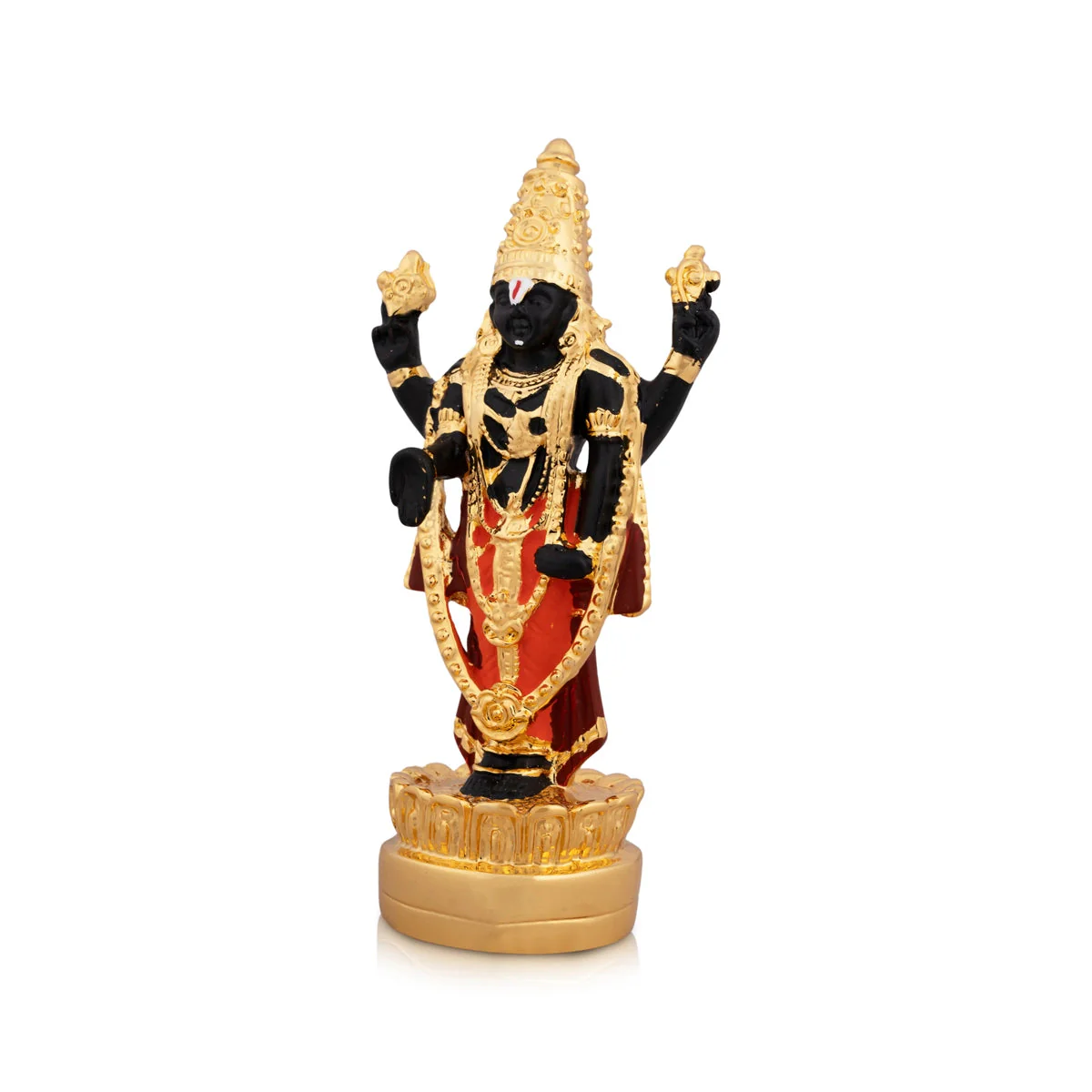 Vishnu Murti Standing On Lotus - 5 x 2.25 Inches | Resin Balaji Idol/ Gold Polish Balaji Murti for Pooja - Image 4