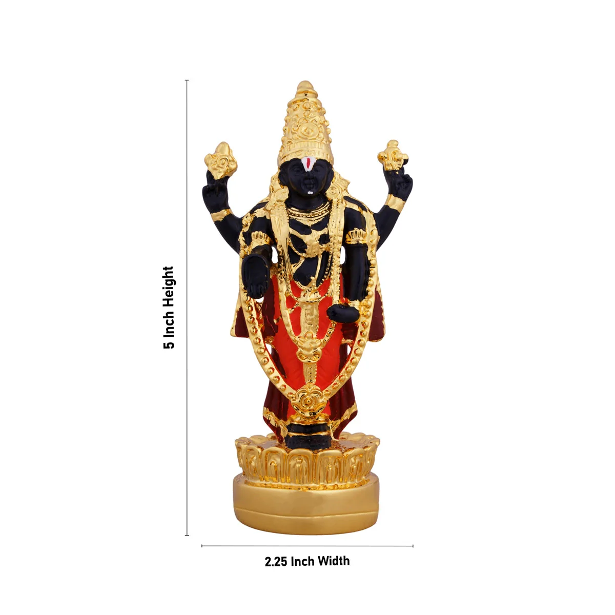 Vishnu Murti Standing On Lotus - 5 x 2.25 Inches | Resin Balaji Idol/ Gold Polish Balaji Murti for Pooja - Image 5