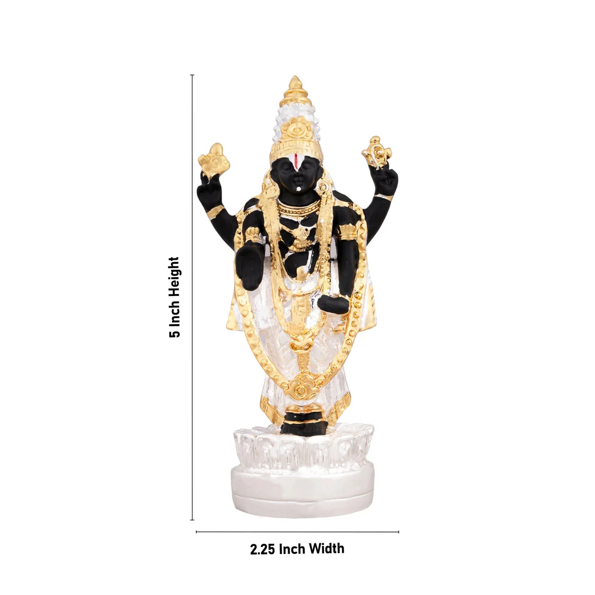 Vishnu Murti Standing On Lotus - 5 x 2.25 Inches | Silver Polish Venkateswara Swamy Idol/ Resin Statue for Pooja - Image 2