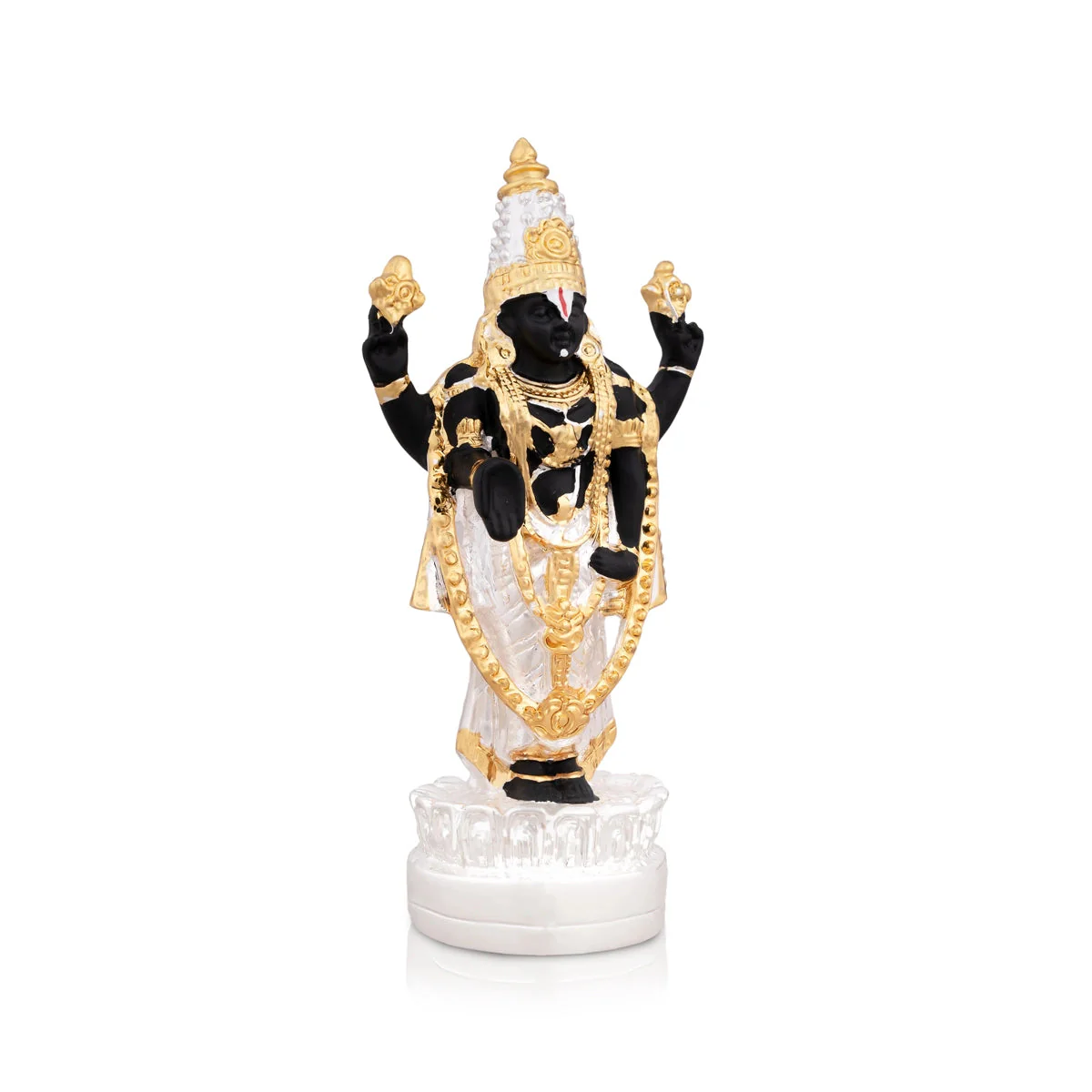 Vishnu Murti Standing On Lotus - 5 x 2.25 Inches | Silver Polish Venkateswara Swamy Idol/ Resin Statue for Pooja - Image 3