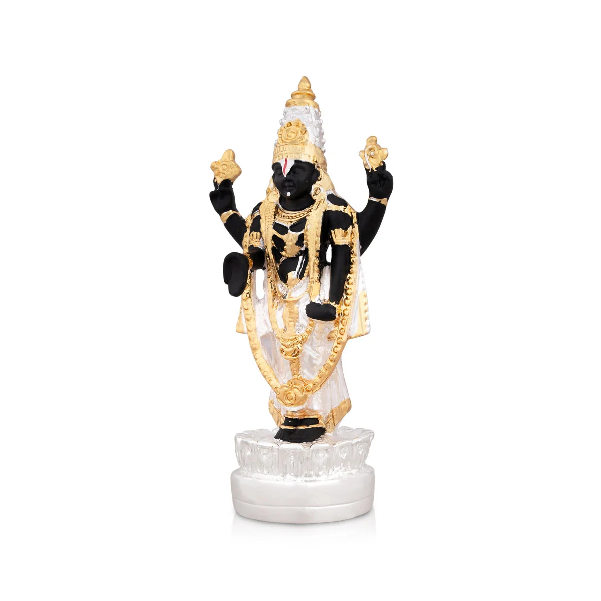 Vishnu Murti Standing On Lotus - 5 x 2.25 Inches | Silver Polish Venkateswara Swamy Idol/ Resin Statue for Pooja - Image 5