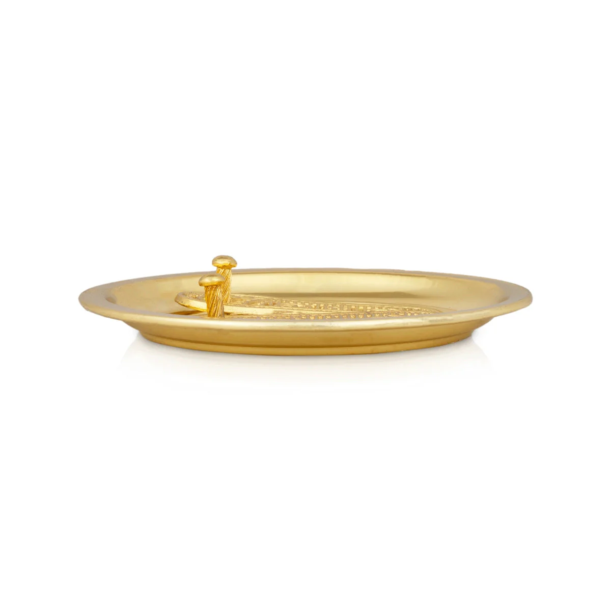 Vishnu Padham With Plate - 0.5 X 3.5 Inches | Gold Polish Vishnu Charan Paduka/ Metal Padham For Temple & Pooja - Image 4