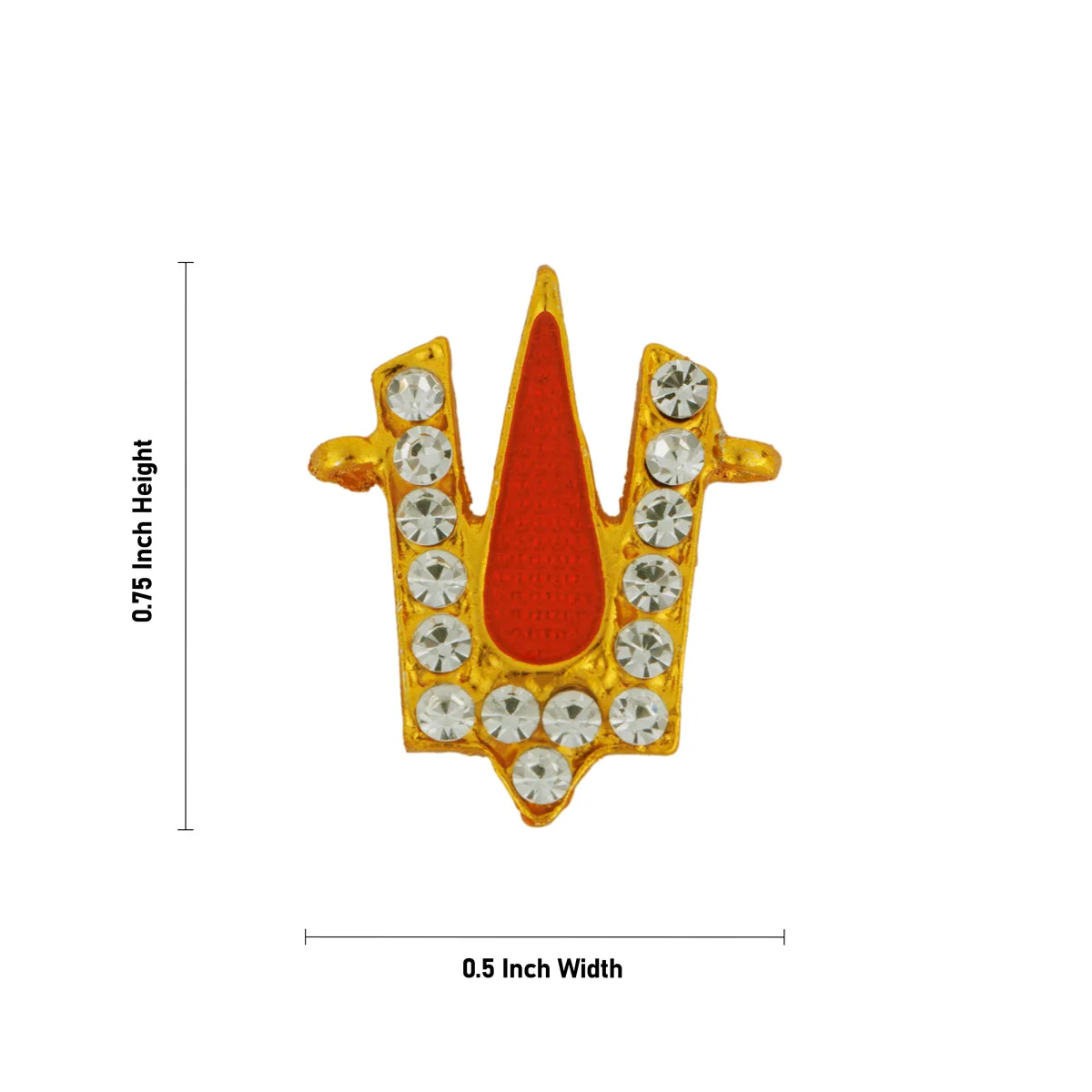 Vishnu Tilak - 0.75 x 0.5 Inches | V Shape Stone Namam/ Gold Enamel Polish Perumal Namam for Deity - Image 3