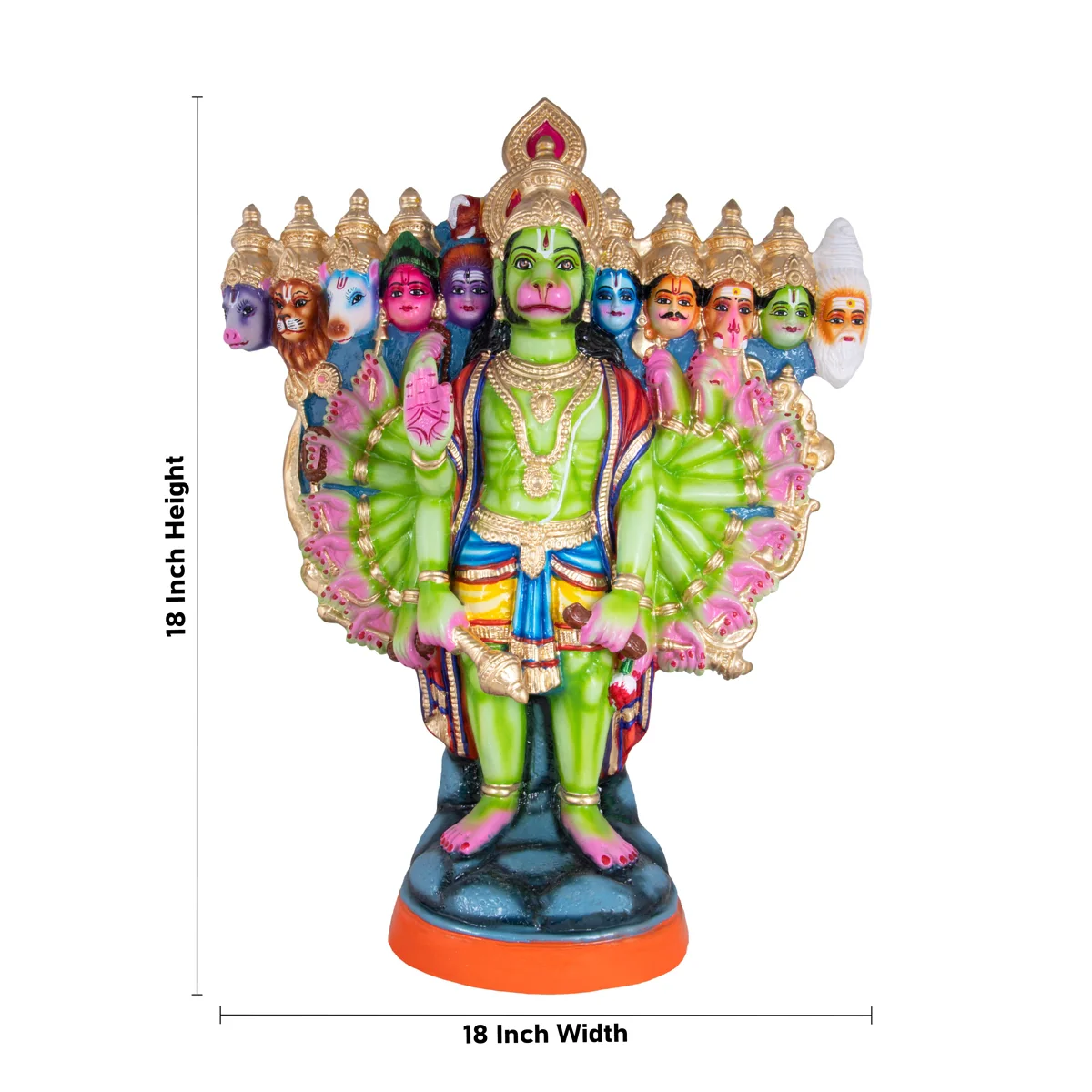 Vishwaroopa Hanuman Paper Mache Golu Bommai - 18 x 18 Inches | Giri Golu Doll/ Navaratri Golu Bomma/Gombe - Image 2