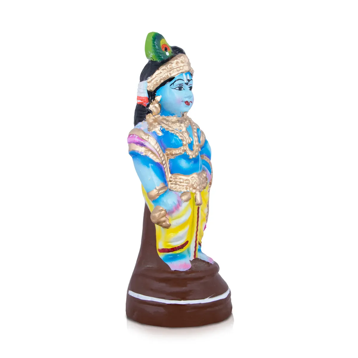 Vithoba Krishna Idol Clay Golu Bommai - 11 x 4 Inches | Giri Golu Doll/ Navaratri Golu Bomma/ Bommai/ Gombe - Image 3