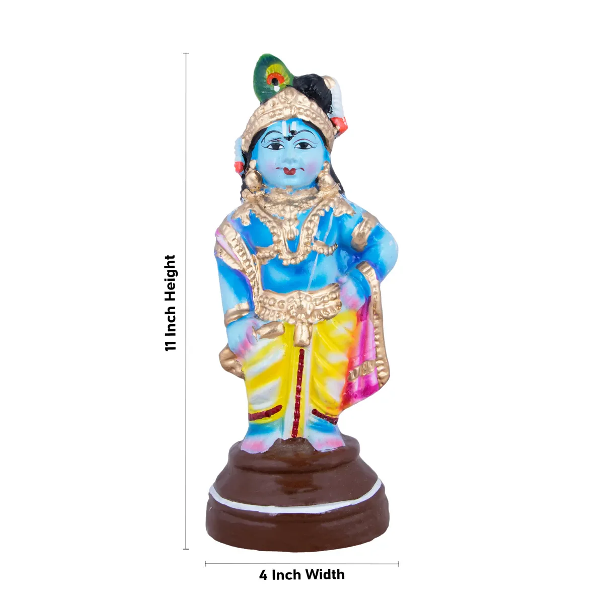 Vithoba Krishna Idol Clay Golu Bommai - 11 x 4 Inches | Giri Golu Doll/ Navaratri Golu Bomma/ Bommai/ Gombe - Image 5