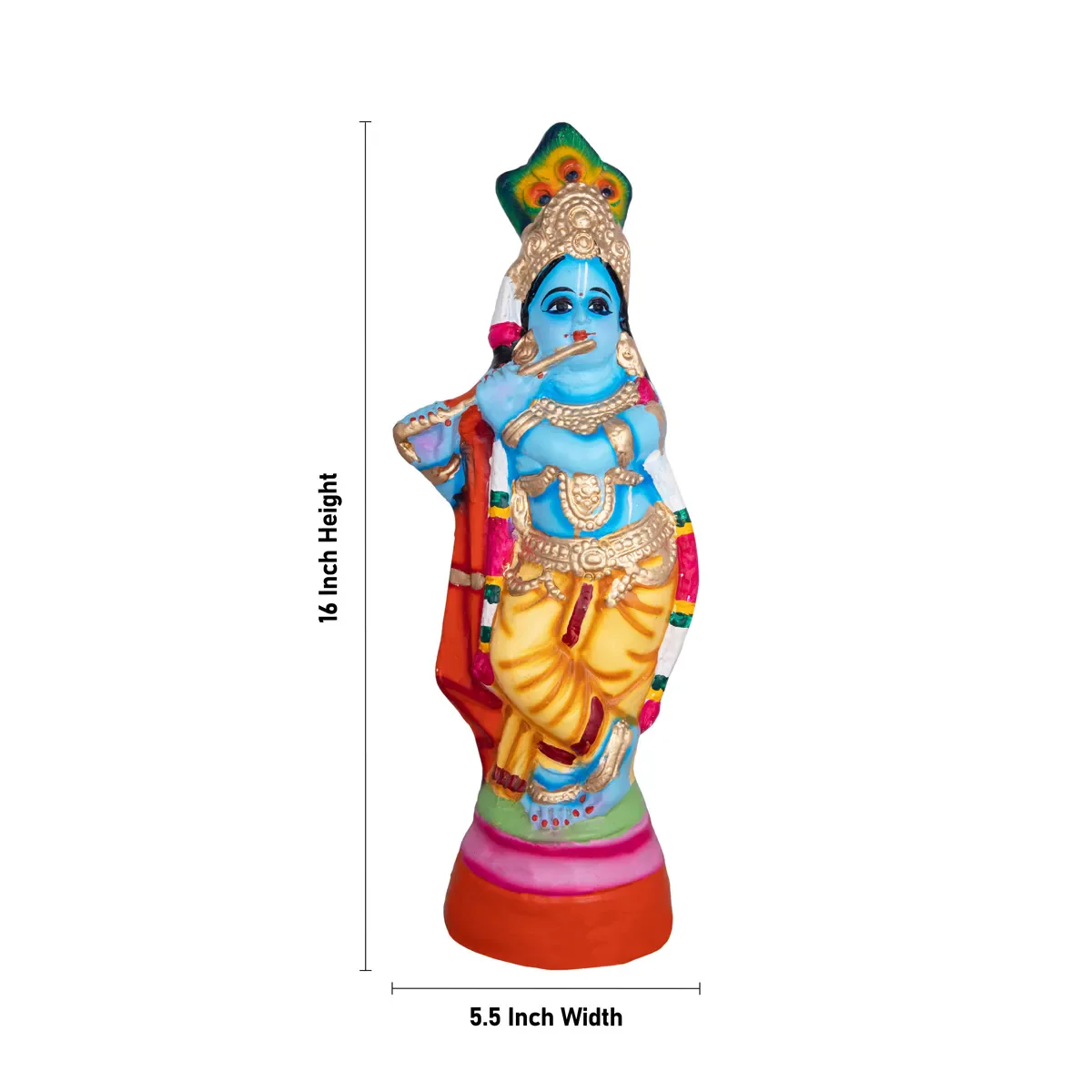 Vithoba Krishna Statue Paper Mache Golu Bommai - 16 x 5.5 Inches | Giri Golu Doll/ Navaratri Golu Bomma/ Gombe - Image 5