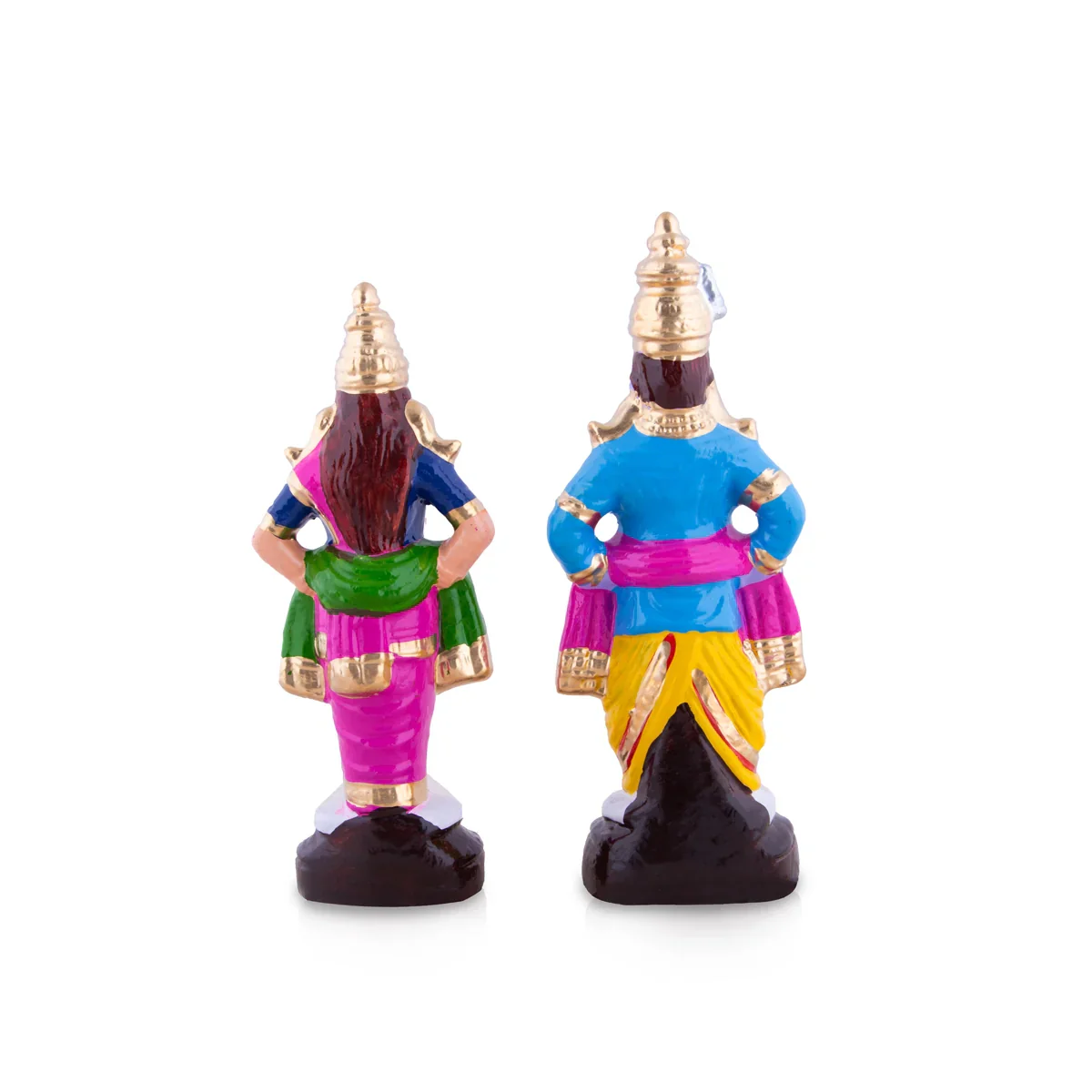 Vitthal Rukmini Clay Golu Bommai Pair - 10 x 3.5 Inches | Giri Golu Doll/ Navaratri Golu Bomma/Gombe/Bommai - Image 4