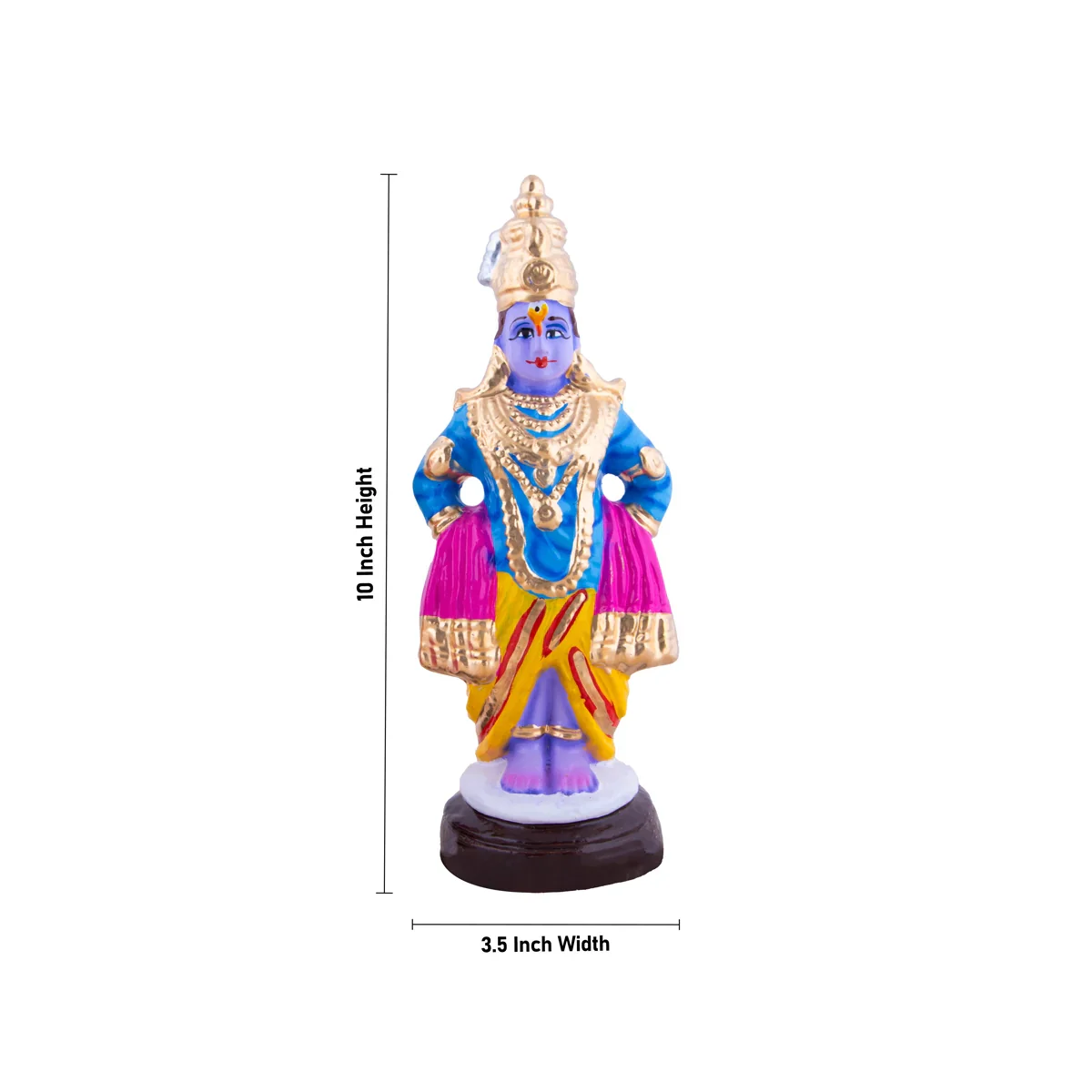 Vitthal Rukmini Clay Golu Bommai Pair - 10 x 3.5 Inches | Giri Golu Doll/ Navaratri Golu Bomma/Gombe/Bommai - Image 5