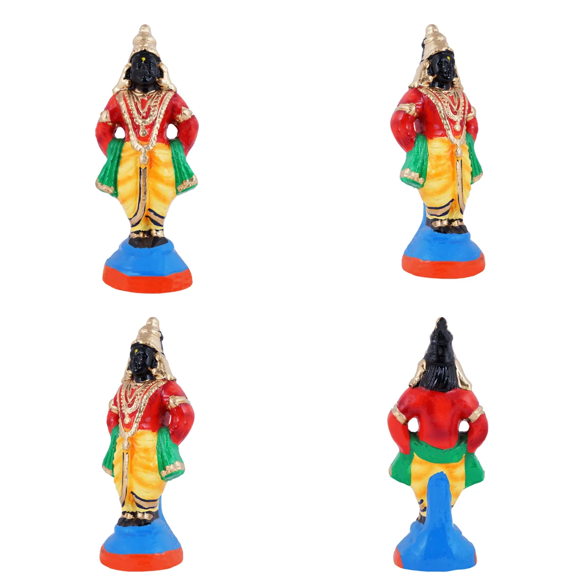 Vitthal Rukmini Murti Clay Golu Bommai Pair- 8 X 3 Inches | Navaratri Golu Gombe/Giri Golu Doll/ Navratri Decor - Image 2