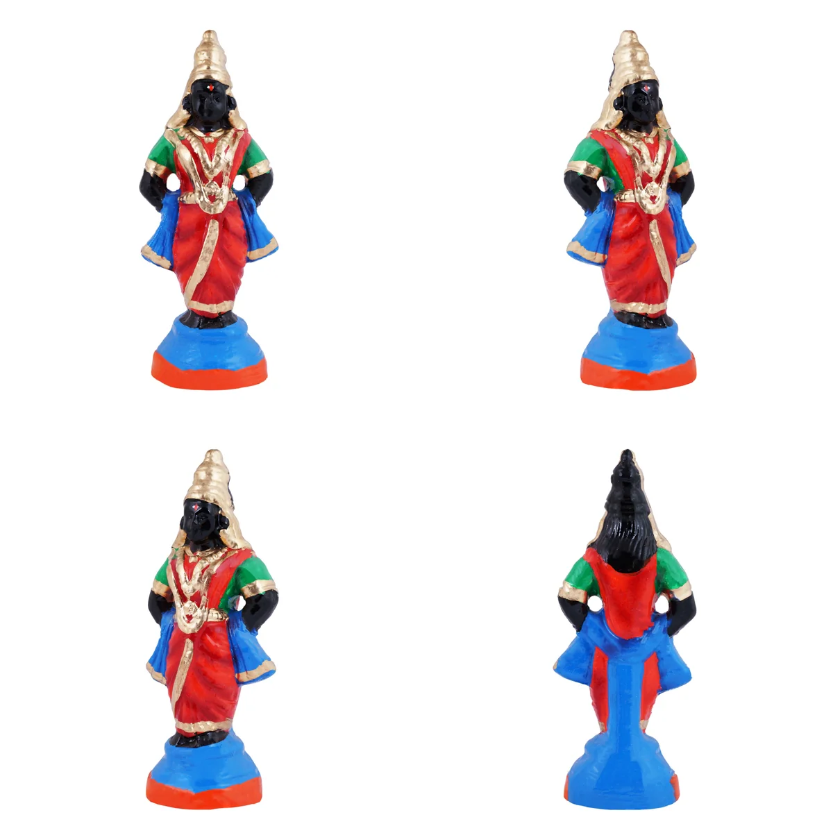Vitthal Rukmini Murti Clay Golu Bommai Pair- 8 X 3 Inches | Navaratri Golu Gombe/Giri Golu Doll/ Navratri Decor - Image 3