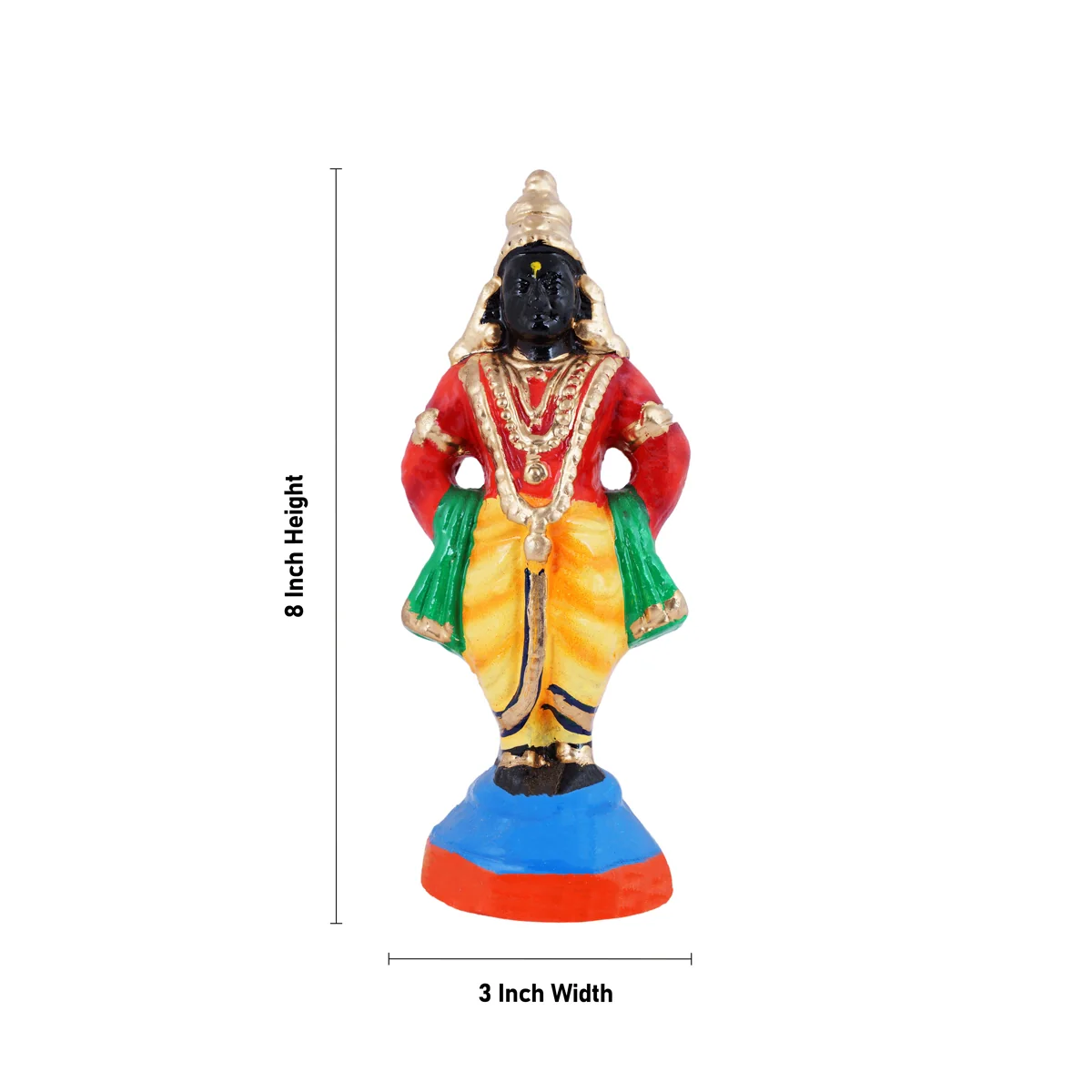 Vitthal Rukmini Murti Clay Golu Bommai Pair- 8 X 3 Inches | Navaratri Golu Gombe/Giri Golu Doll/ Navratri Decor - Image 4