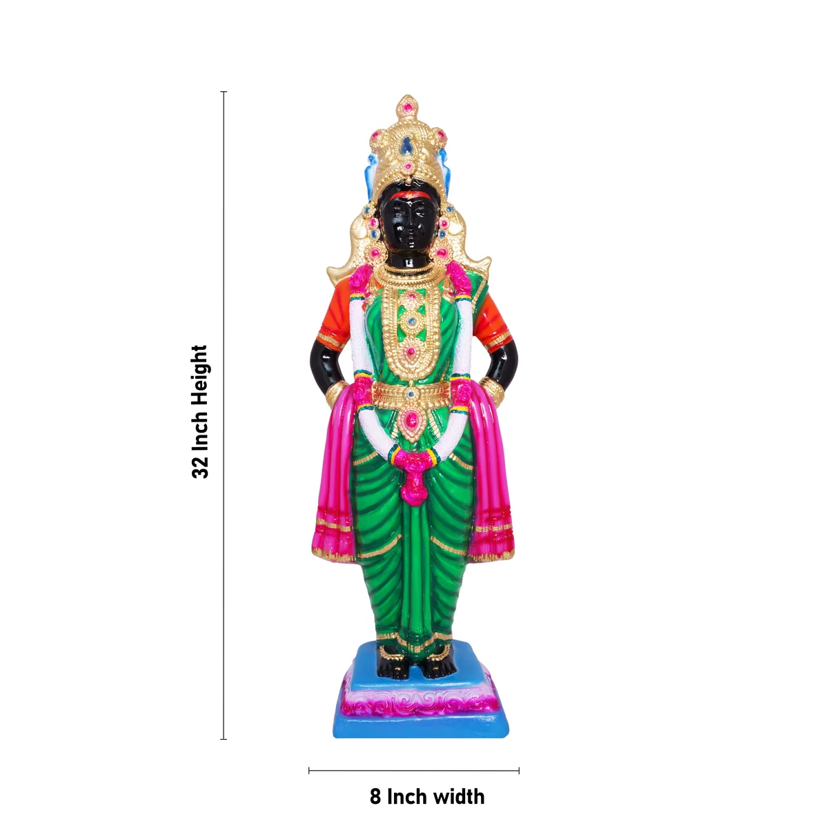 Vitthal Rukmini Murti Paper Mache Golu Bommai Pair- 32X8 Inches | Giri Golu Doll/Navaratri Gombe/Navratri Decor - Image 4