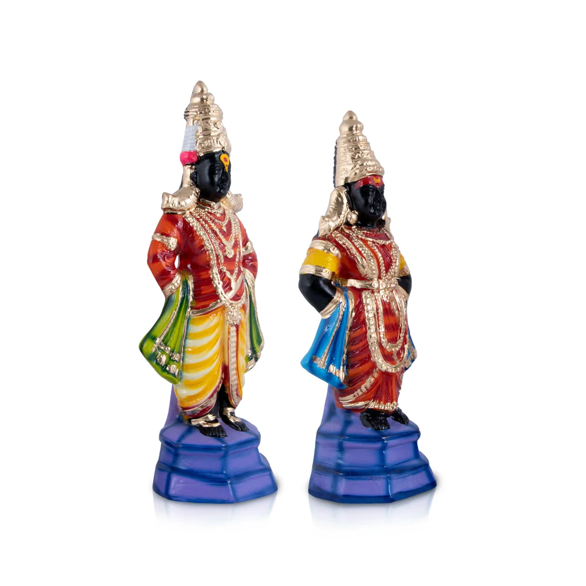 Vitthal Rukmini Paper Mache Golu Bommai Pair - 11 x 4 Inches | Giri Golu Doll/ Navaratri Golu Bomma/Gombe/Bommai - Image 2