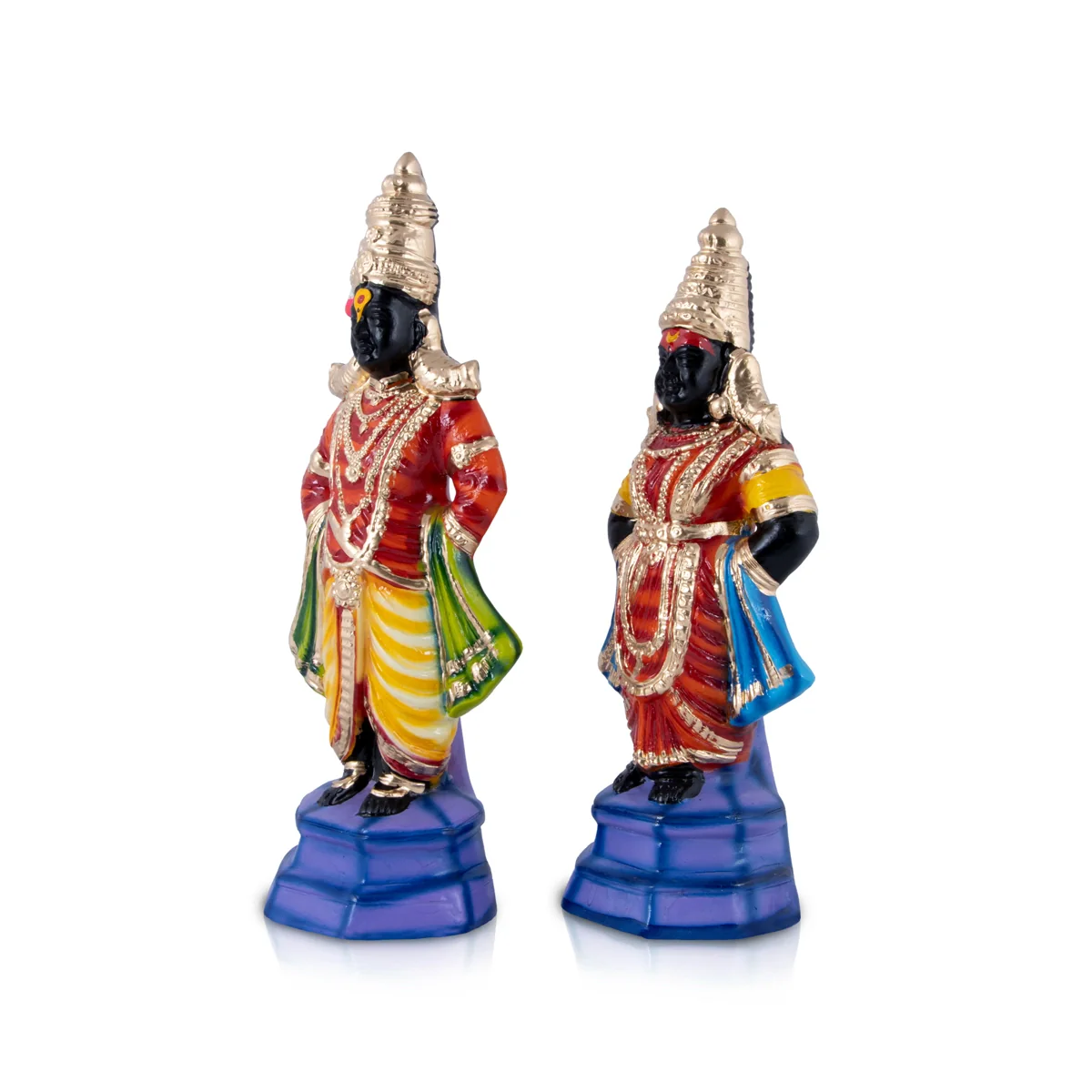 Vitthal Rukmini Paper Mache Golu Bommai Pair - 11 x 4 Inches | Giri Golu Doll/ Navaratri Golu Bomma/Gombe/Bommai - Image 3