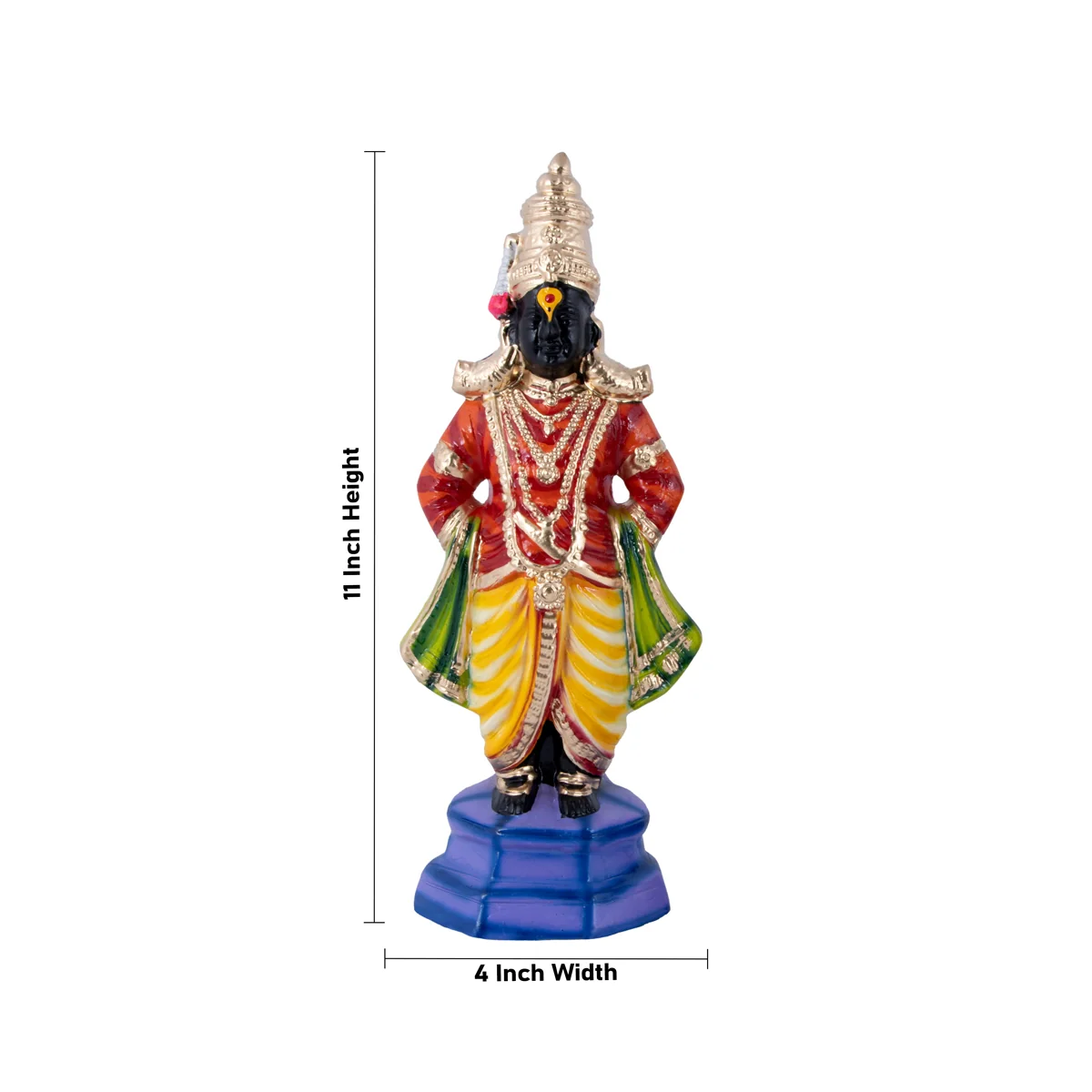 Vitthal Rukmini Paper Mache Golu Bommai Pair - 11 x 4 Inches | Giri Golu Doll/ Navaratri Golu Bomma/Gombe/Bommai - Image 4