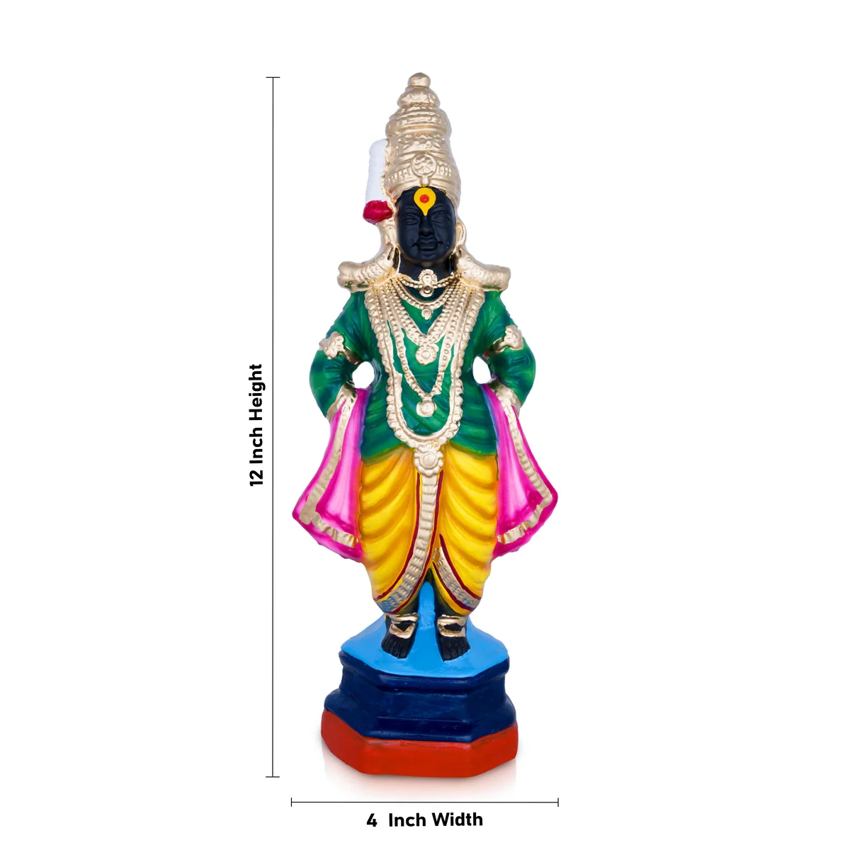 Vitthal Rukmini Paper Mache Golu Bommai Pair - 12 x 4 Inches | Giri Golu Doll/ Navaratri Golu Bomma/Gombe - Image 5
