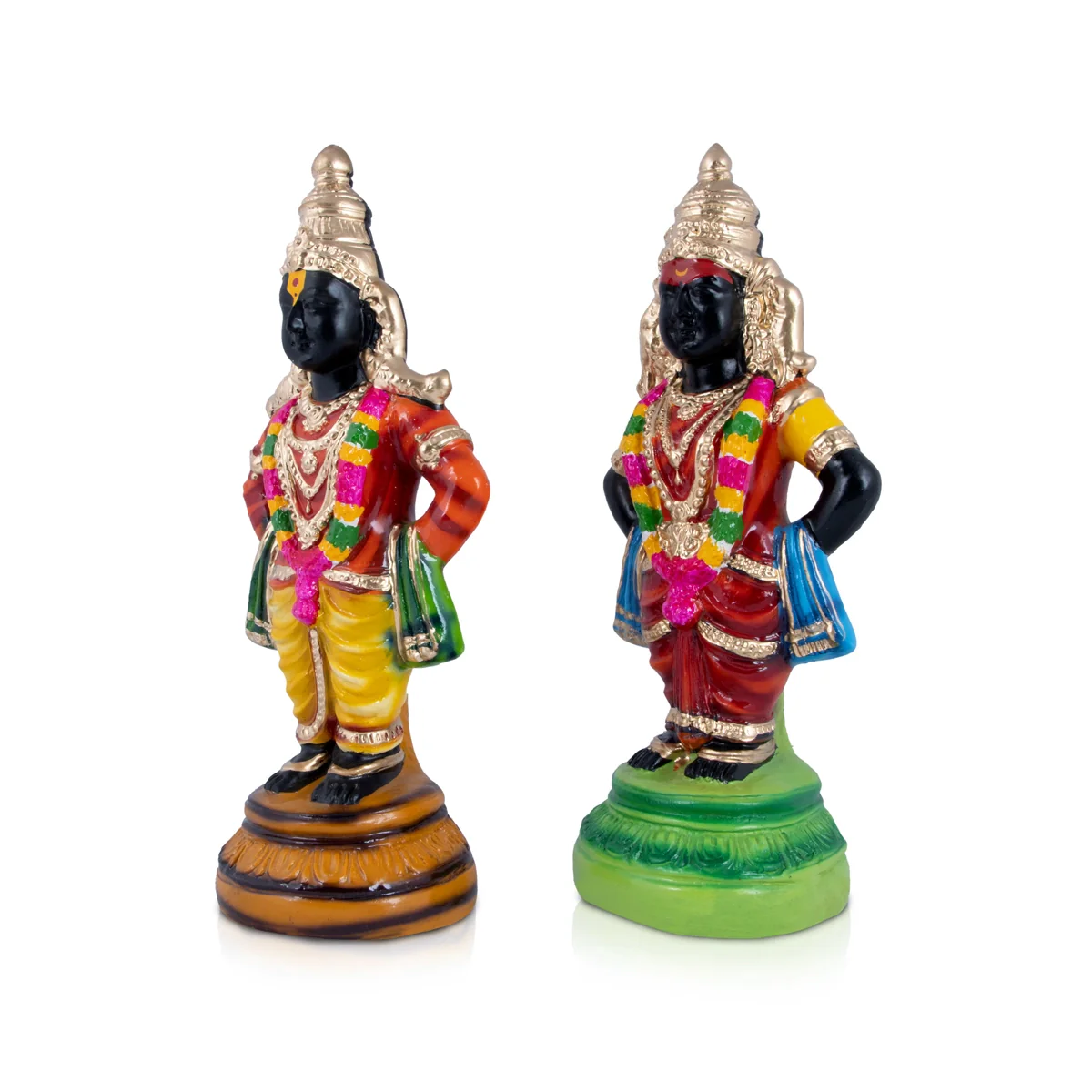 Vitthal Rukmini Paper Mache Golu Bommai Pair - 14 x 5.5 Inches | Giri Golu Doll/ Navaratri Golu Bomma/Gombe - Image 2