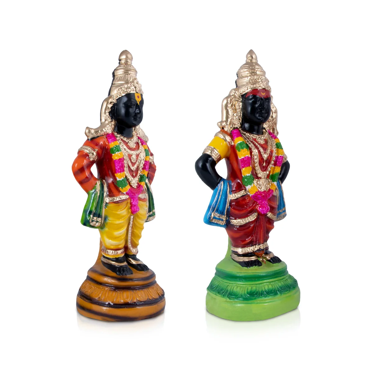 Vitthal Rukmini Paper Mache Golu Bommai Pair - 14 x 5.5 Inches | Giri Golu Doll/ Navaratri Golu Bomma/Gombe - Image 3