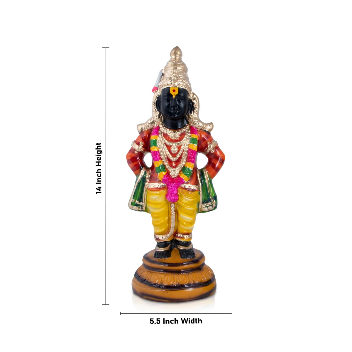 Vitthal Rukmini Paper Mache Golu Bommai Pair - 14 x 5.5 Inches | Giri Golu Doll/ Navaratri Golu Bomma/Gombe - Image 4