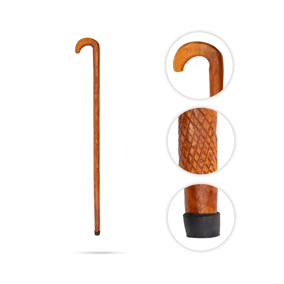 Walking Stick | Wooden Walking Stick/ Yellow Polish Wood Stick for Old Man - Image 2