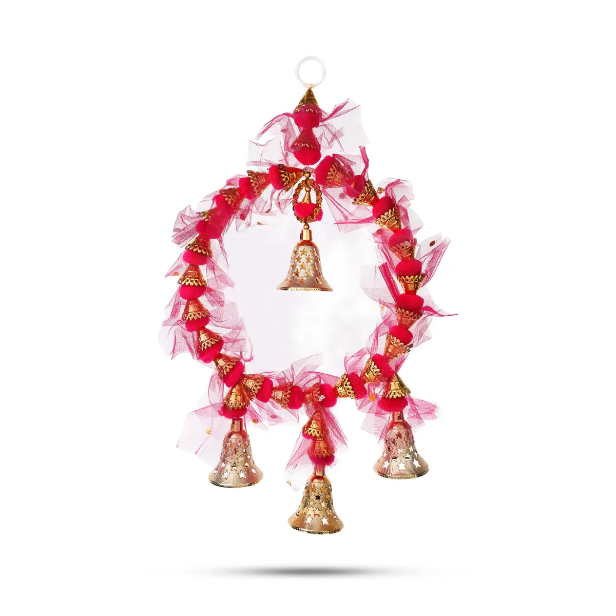 Wall Hanging - 19 Inches | Bell & Pom Pom Design/ Decorative Ring Hanging For Home Decor - Image 10