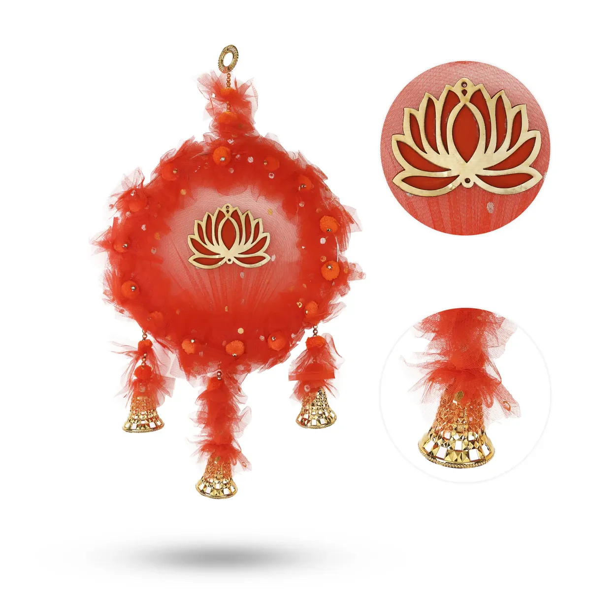 Wall Hanging - 19 Inches | Bell & Pom Pom Design/ Decorative Ring Hanging For Home Decor - Image 11