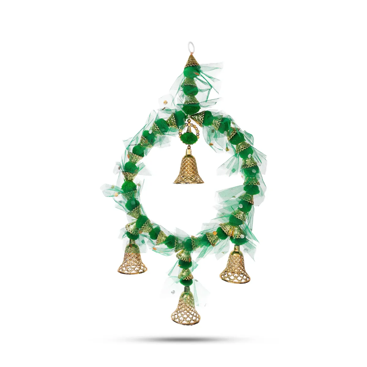Wall Hanging - 19 Inches | Bell & Pom Pom Design/ Decorative Ring Hanging For Home Decor - Image 3