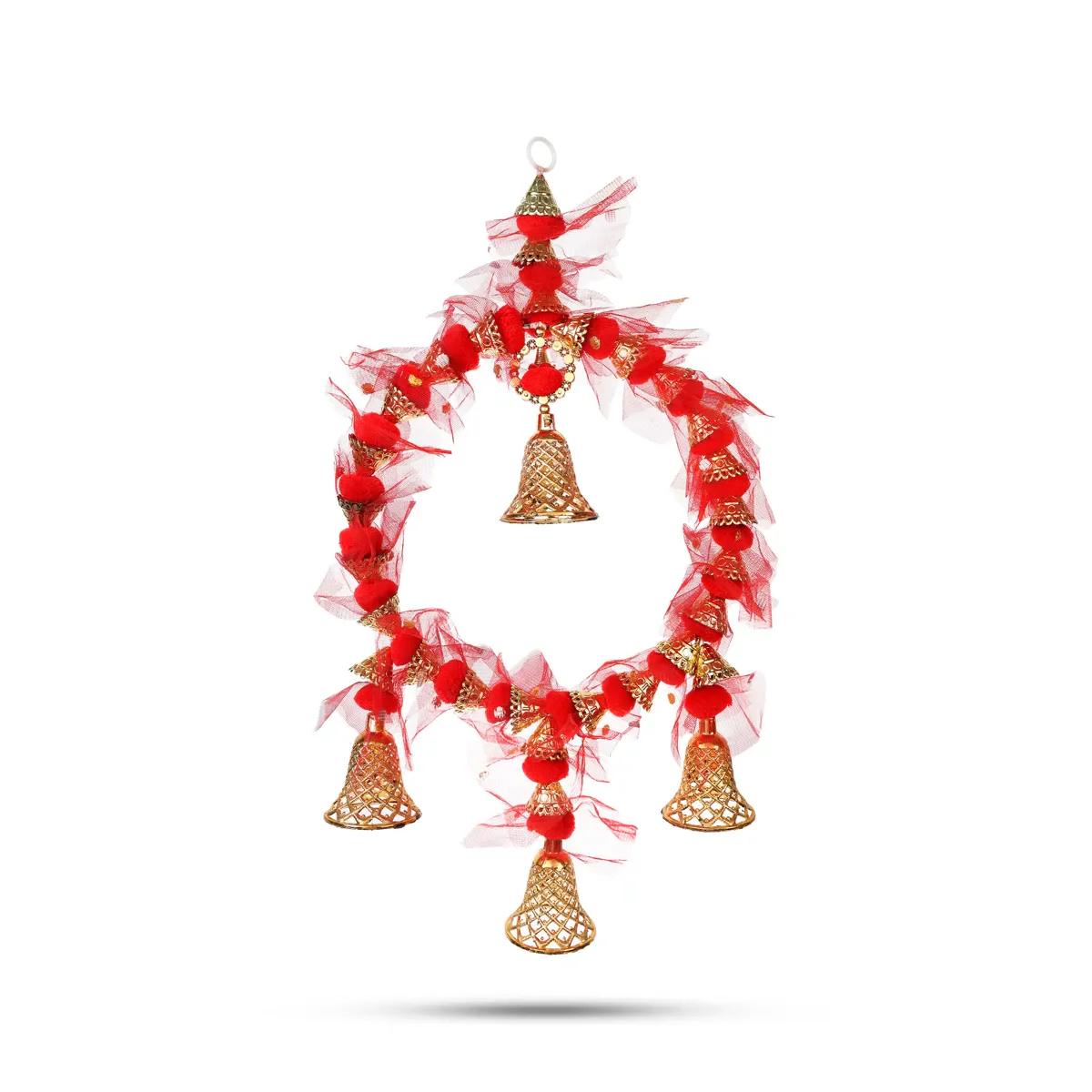 Wall Hanging - 19 Inches | Bell & Pom Pom Design/ Decorative Ring Hanging For Home Decor - Image 4
