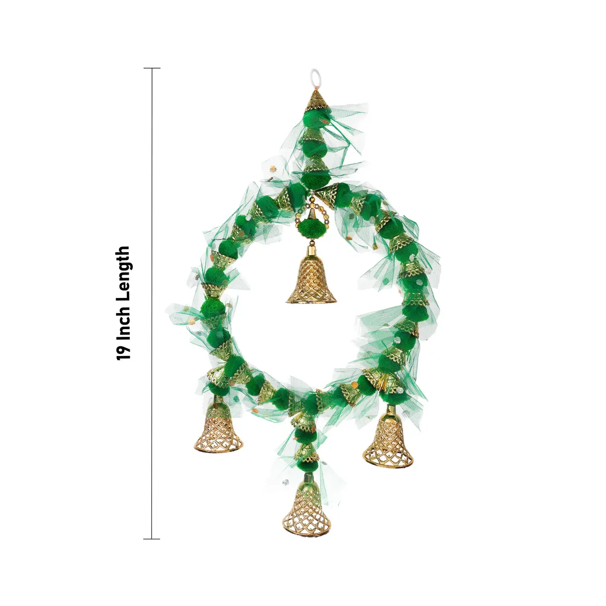 Wall Hanging - 19 Inches | Bell & Pom Pom Design/ Decorative Ring Hanging For Home Decor - Image 5
