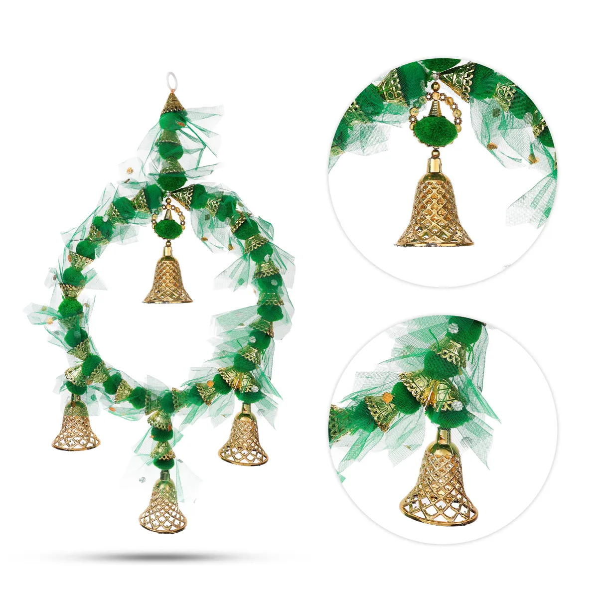 Wall Hanging - 19 Inches | Bell & Pom Pom Design/ Decorative Ring Hanging For Home Decor - Image 6