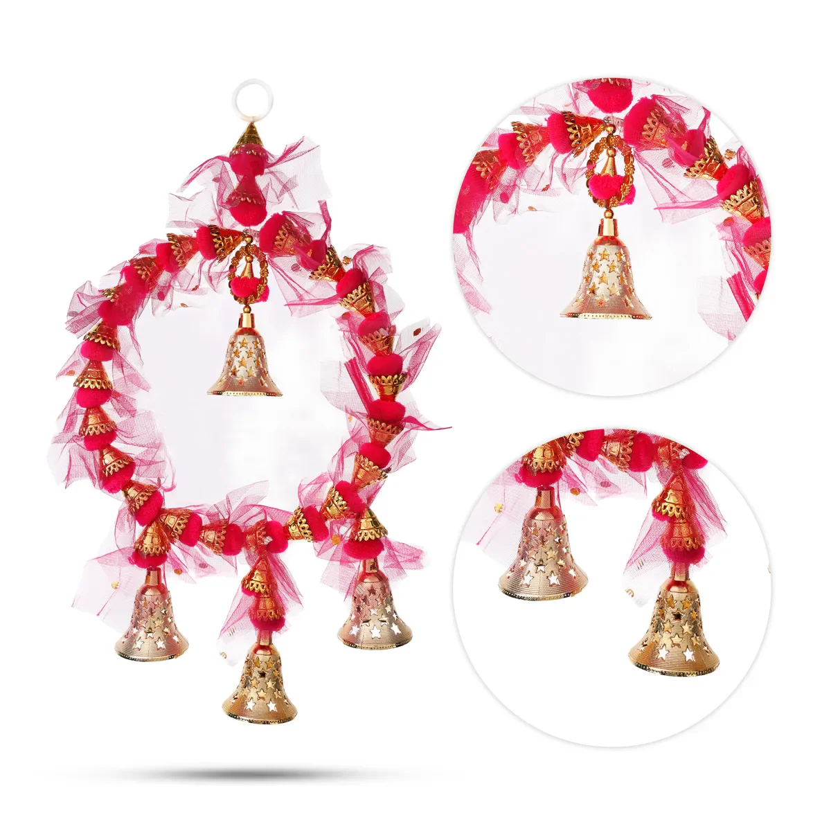 Wall Hanging - 19 Inches | Bell & Pom Pom Design/ Decorative Ring Hanging For Home Decor - Image 8
