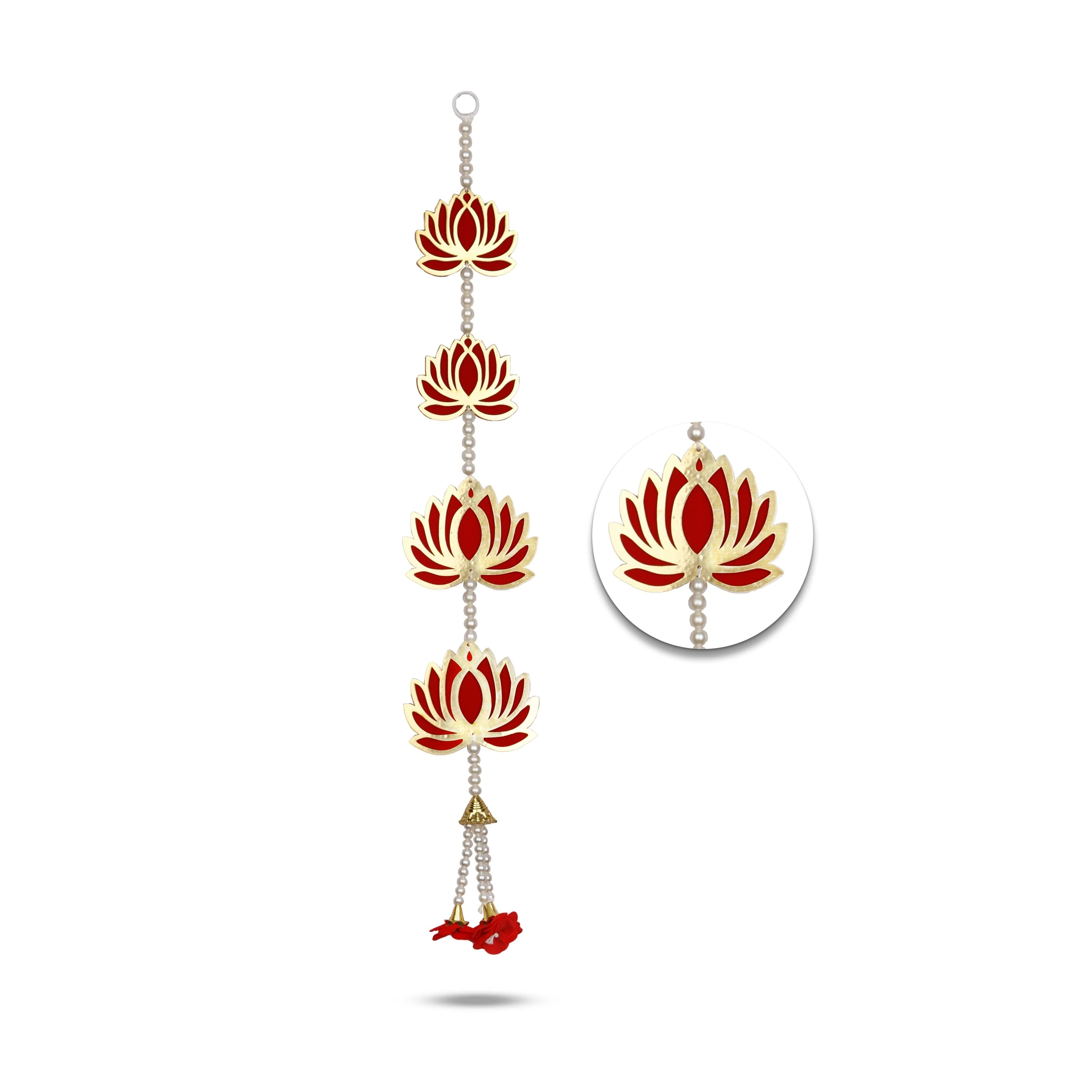 Wall Hanging - 23 Inches |2 Pcs Toran/ Lotus with Rose Design Door Hanger for Home Decor - Image 2