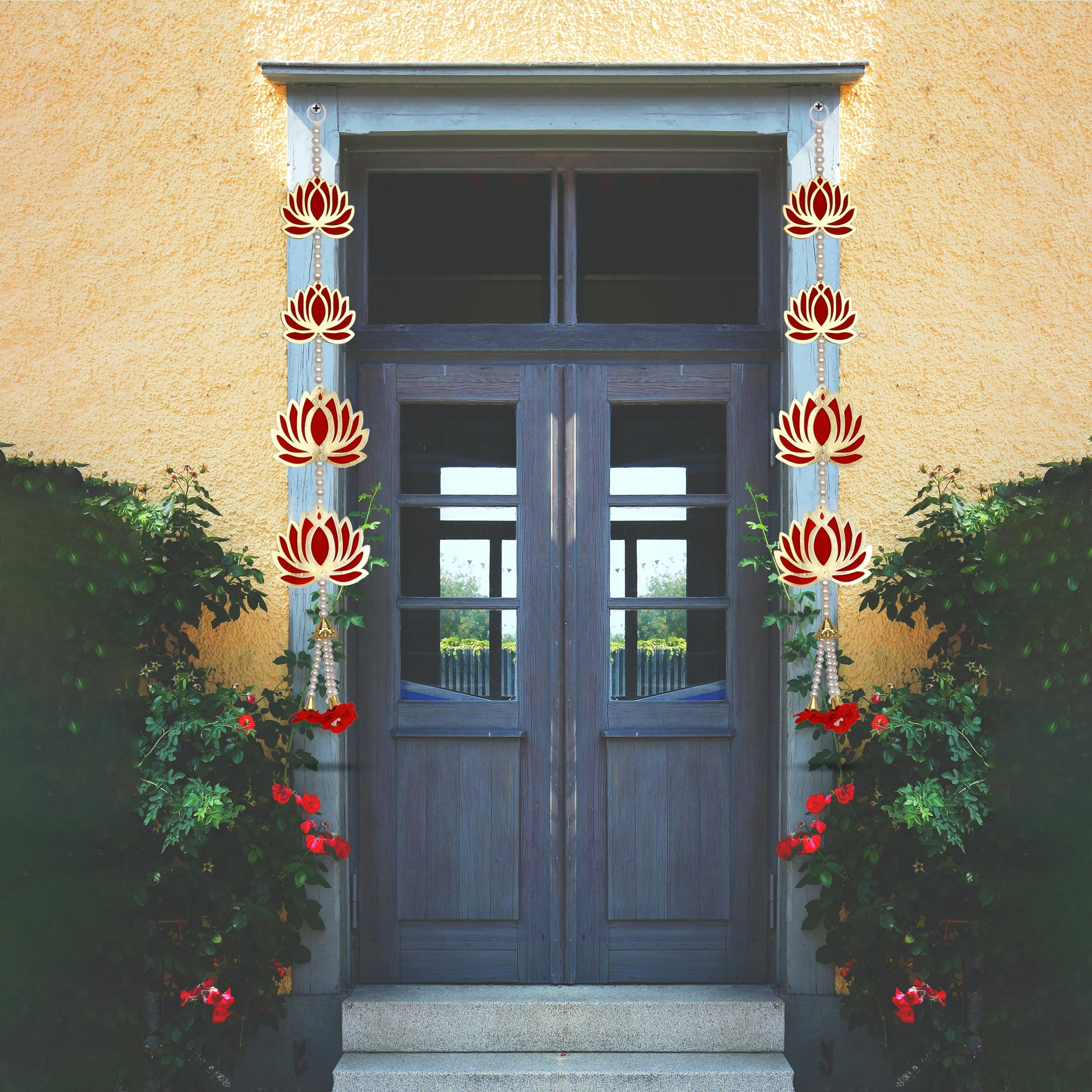 Wall Hanging - 23 Inches |2 Pcs Toran/ Lotus with Rose Design Door Hanger for Home Decor - Image 5