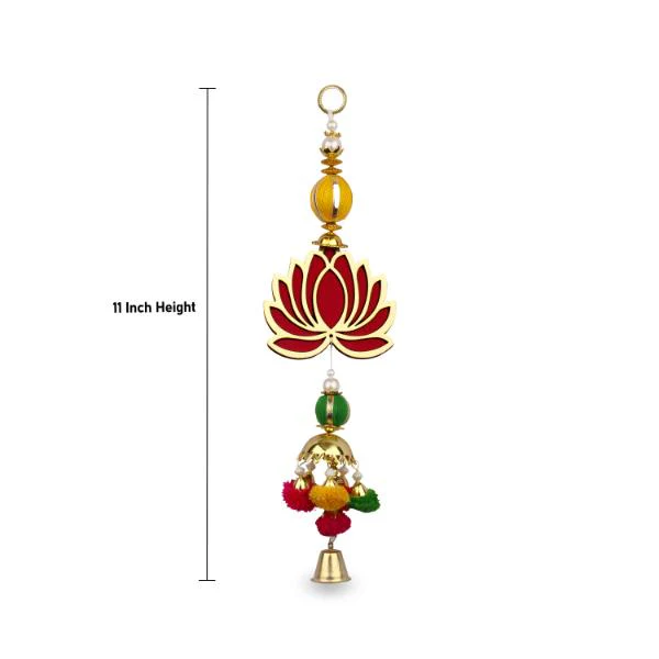 Lotus Wall Hanging  Pair - 11 Inches | 2 Pcs/ Toran/ Thoranam/ Lotus Door Hanger for Home Decor - Image 4