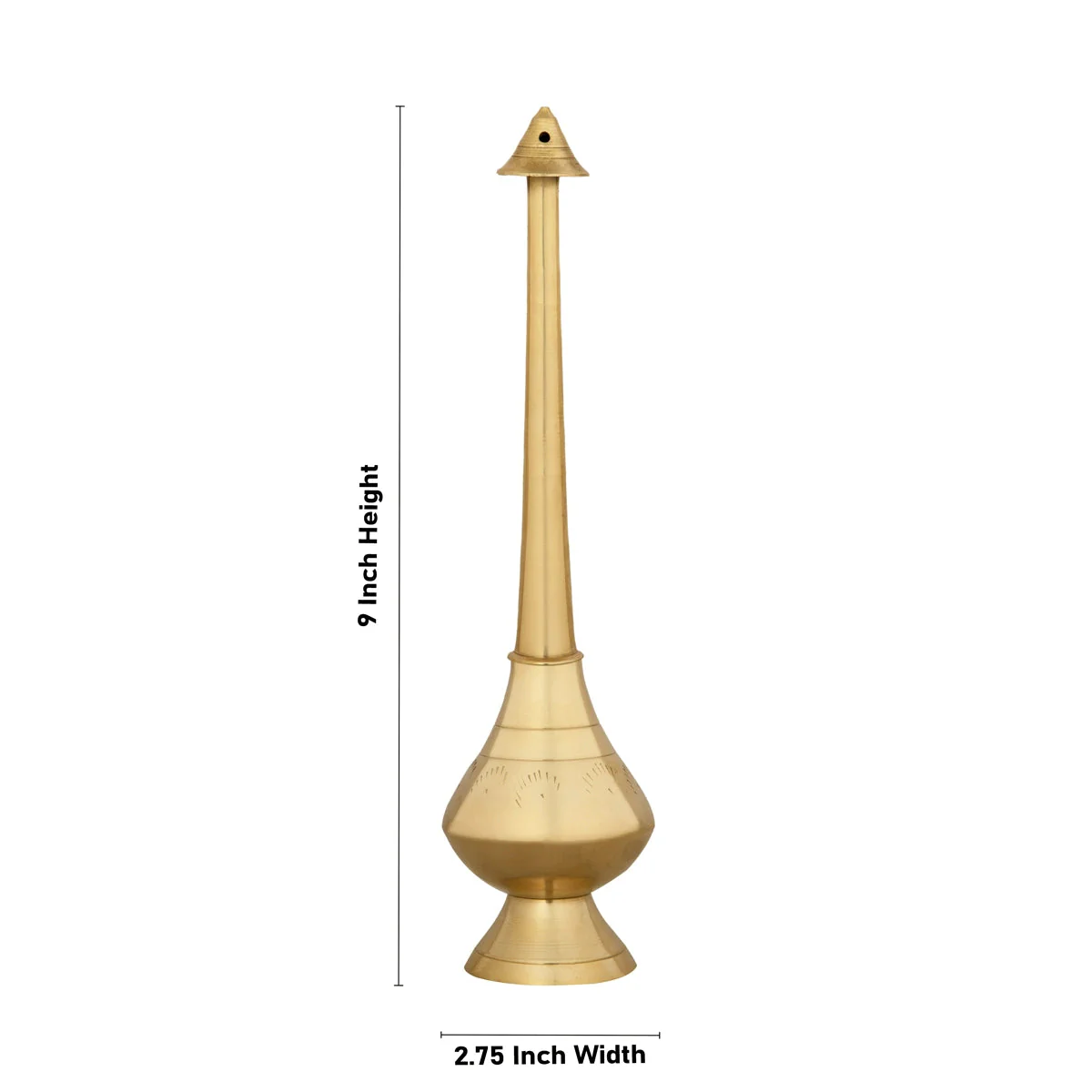 Water Sprinkler - 9 X 2.75 Inches | Brass Sprinkler/ Gold Polish Rose Water Sprinkler For Rituals & Festive - Image 3