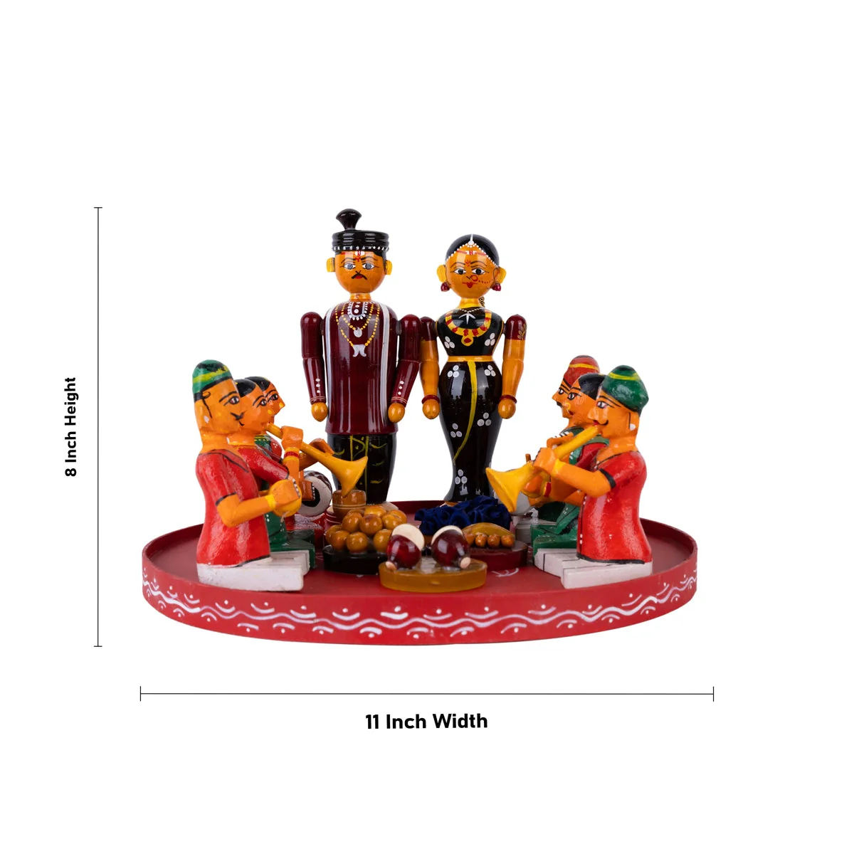 Wedding Kondapalli Toy Set- 8 X 11 Inches | Marriage Handmade Showpiece/Wooden Statue For Home & Golu Display - Image 2