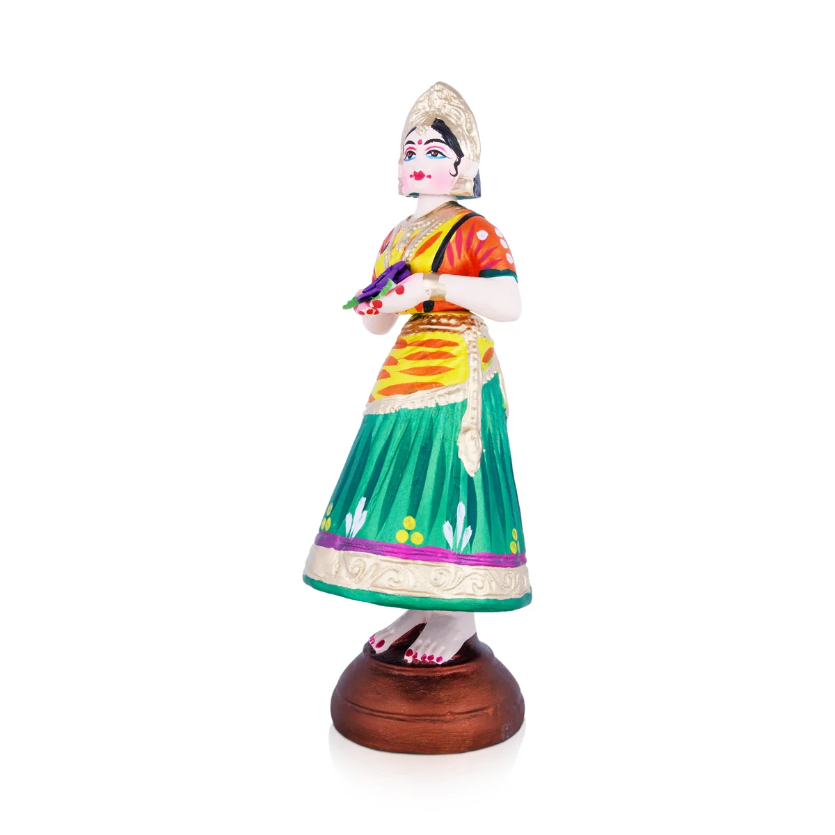 Welcome Dancing Doll Paper Mache Golu Bommai - 15 x 5 Inches | Giri Golu Doll/ Navaratri Golu Bomma/Gombe - Image 2