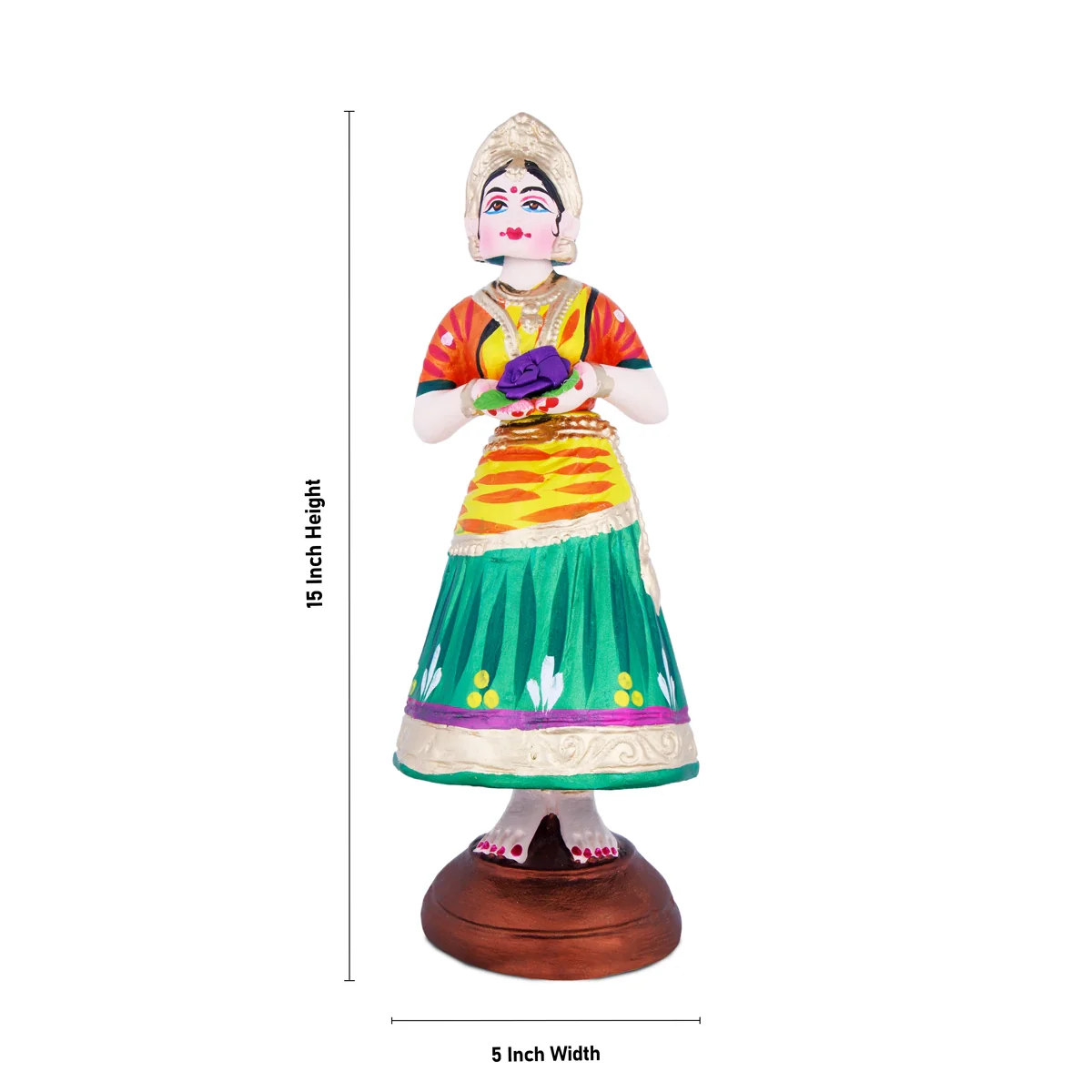 Welcome Dancing Doll Paper Mache Golu Bommai - 15 x 5 Inches | Giri Golu Doll/ Navaratri Golu Bomma/Gombe - Image 3